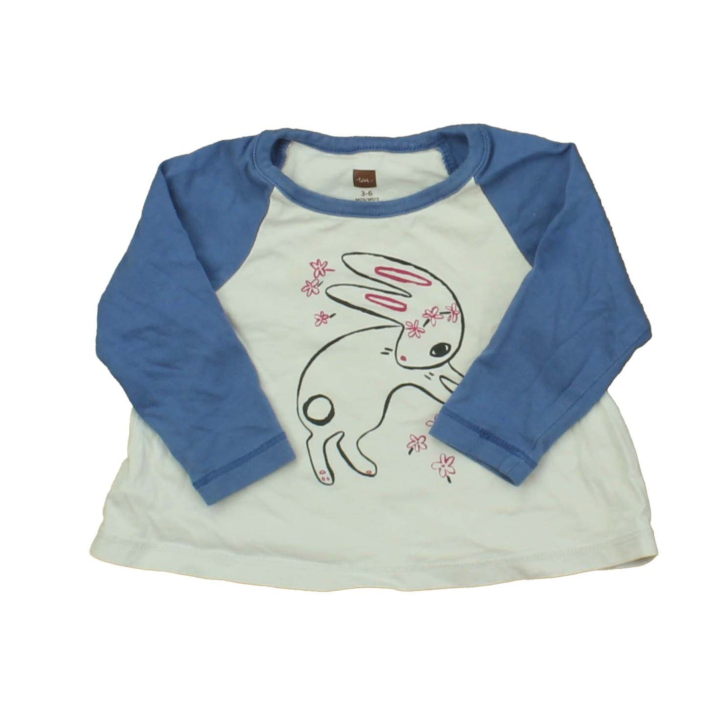 Tea Girls Blue | Grey | Bunny Long Sleeve T-Shirt Size: 3-6 Months Blue | Grey | Bunny