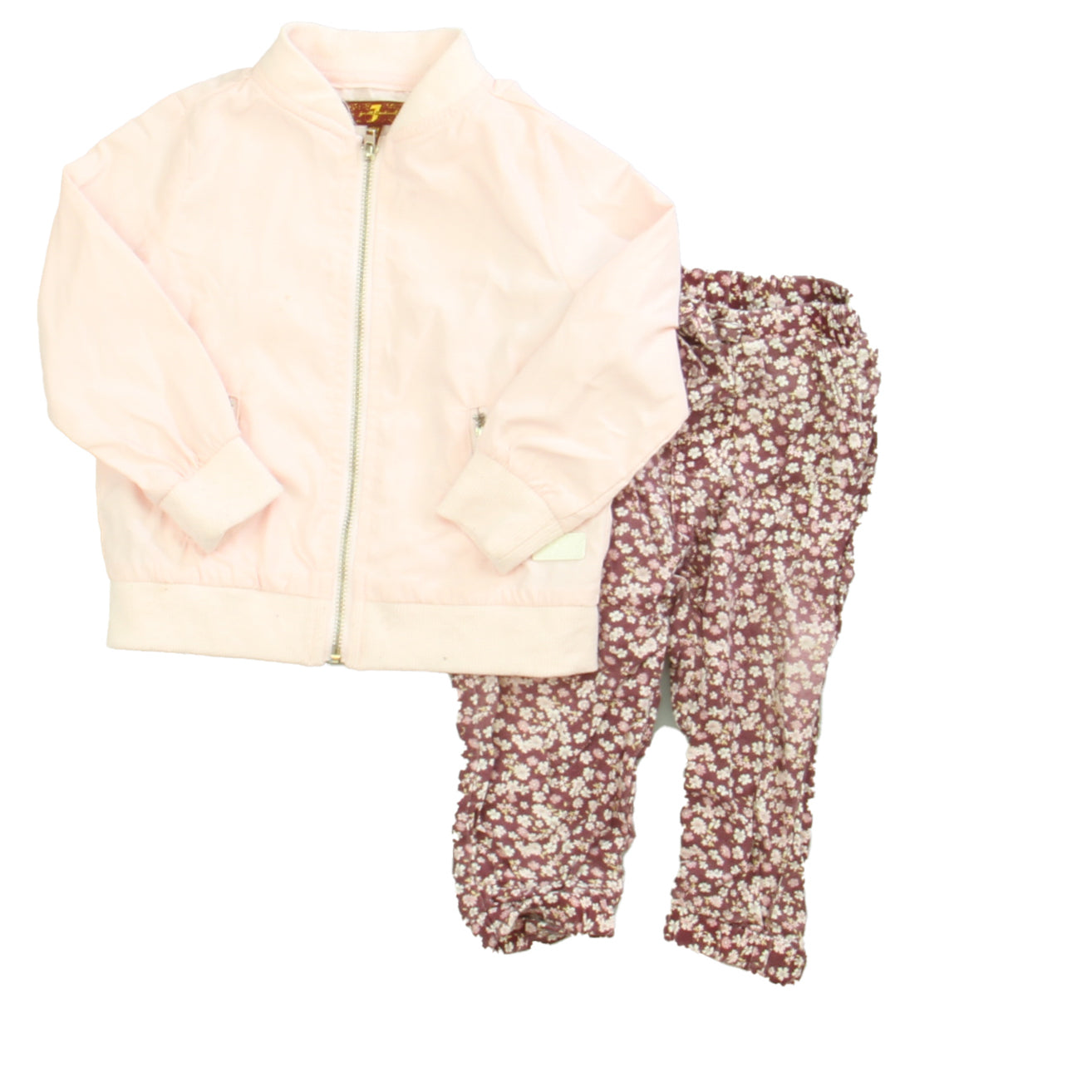 7 for all Mankind Girls Pink Floral Apparel Sets Size: 12 Months Pink Floral