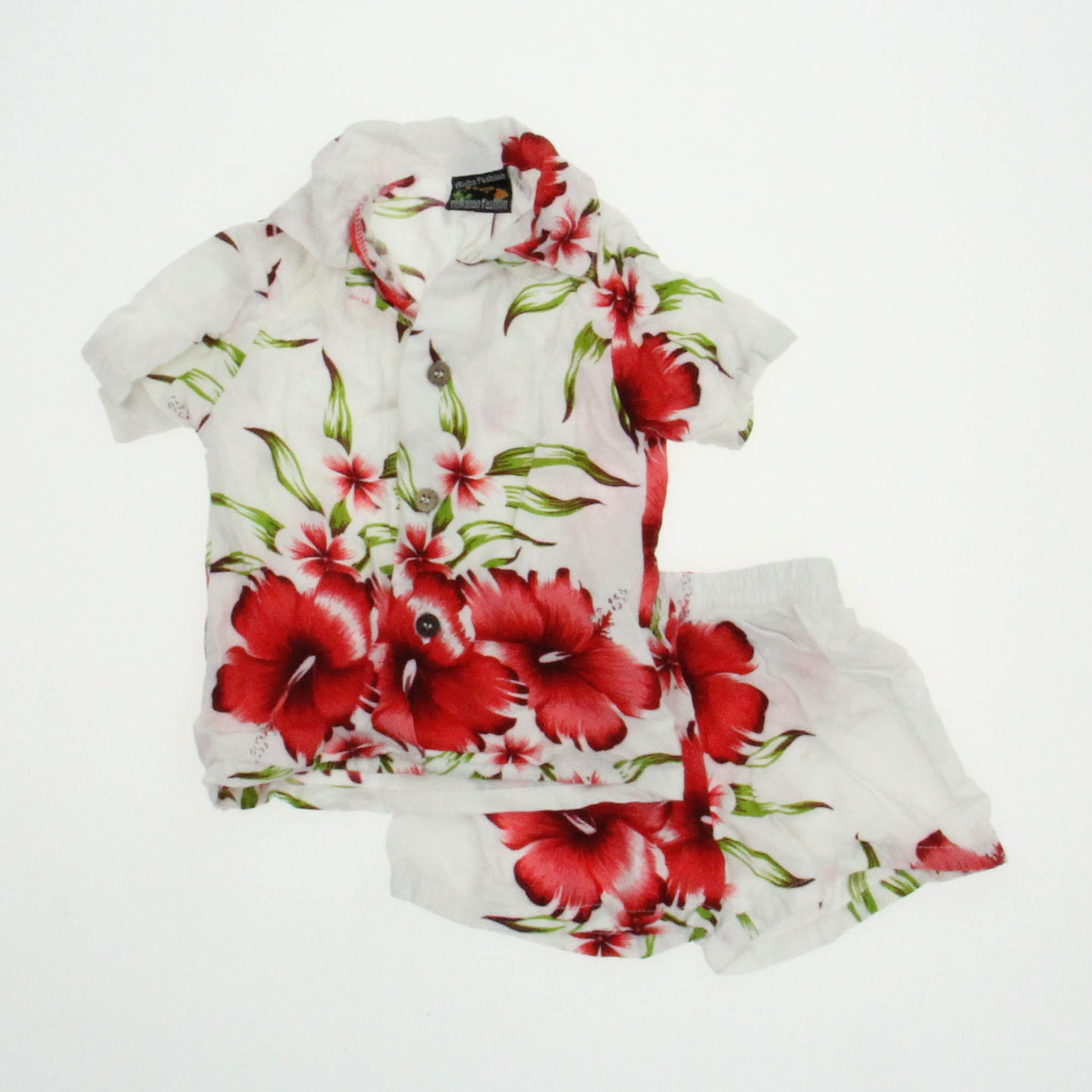 Aloha Fashion Girls Cream | Red Floral Apparel Sets Size: 6 Months Cream | Red Floral