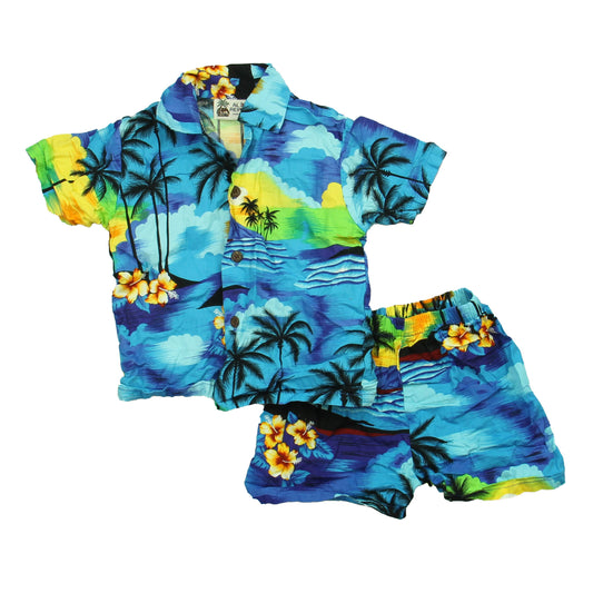 Aloha Republic Boys Blue Hawaii Apparel Sets Size: 12 Months Blue Hawaii