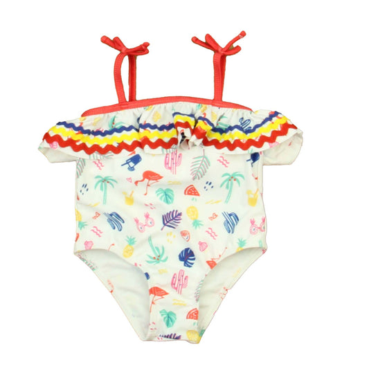 Andy & Evan Girls White | Red Cactus 1-piece Swimsuit Size: 18-24 Months White | Red Cactus