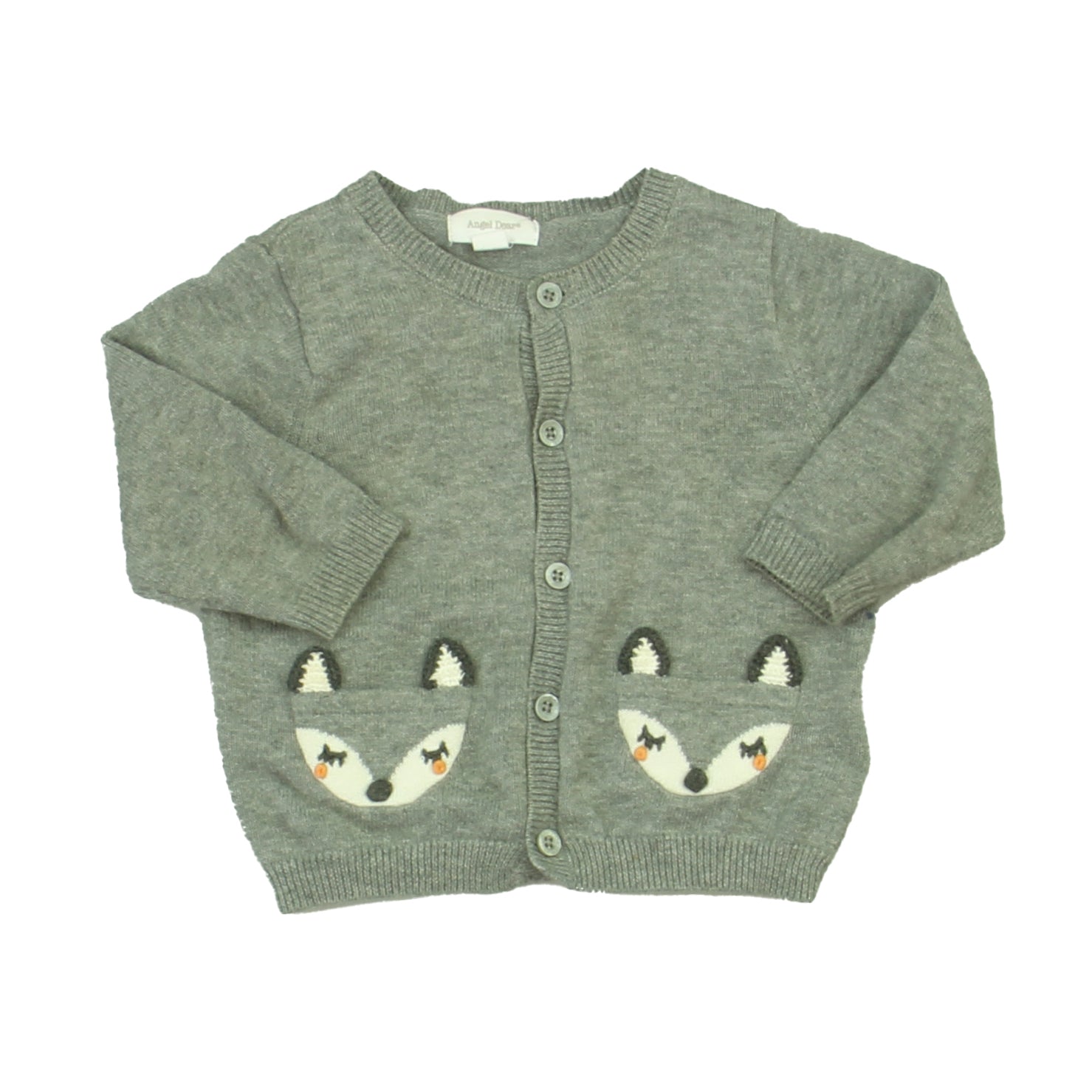 Angel Dear Unisex Grey | Fox Cardigan Size: 3-6 Months Grey | Fox