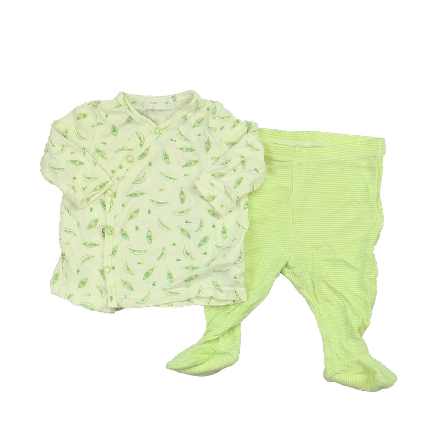 Angel Dear Unisex White | Green | Peapod Apparel Sets Size: New Born White | Green | Peapod