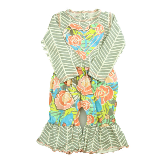 AnnLoren Girls Orange | Blue | Grey Long Sleeve Outfit Size: 6-12 Months Orange | Blue | Grey