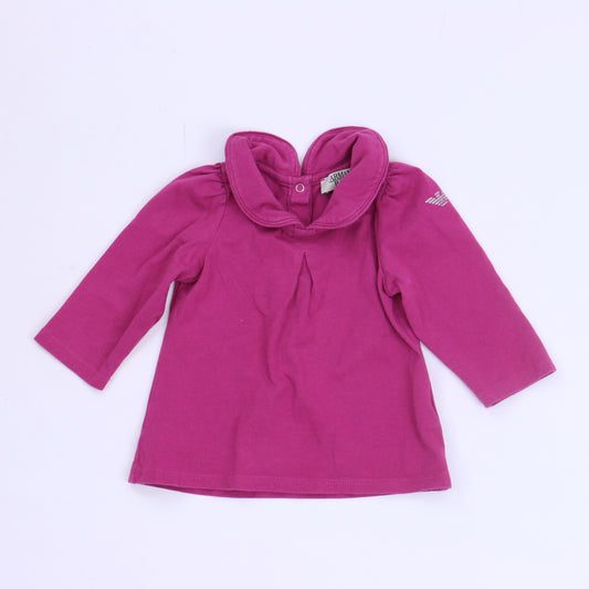 Armani Baby Girls Pink Long Sleeve T-Shirt Size: 3 Months Pink