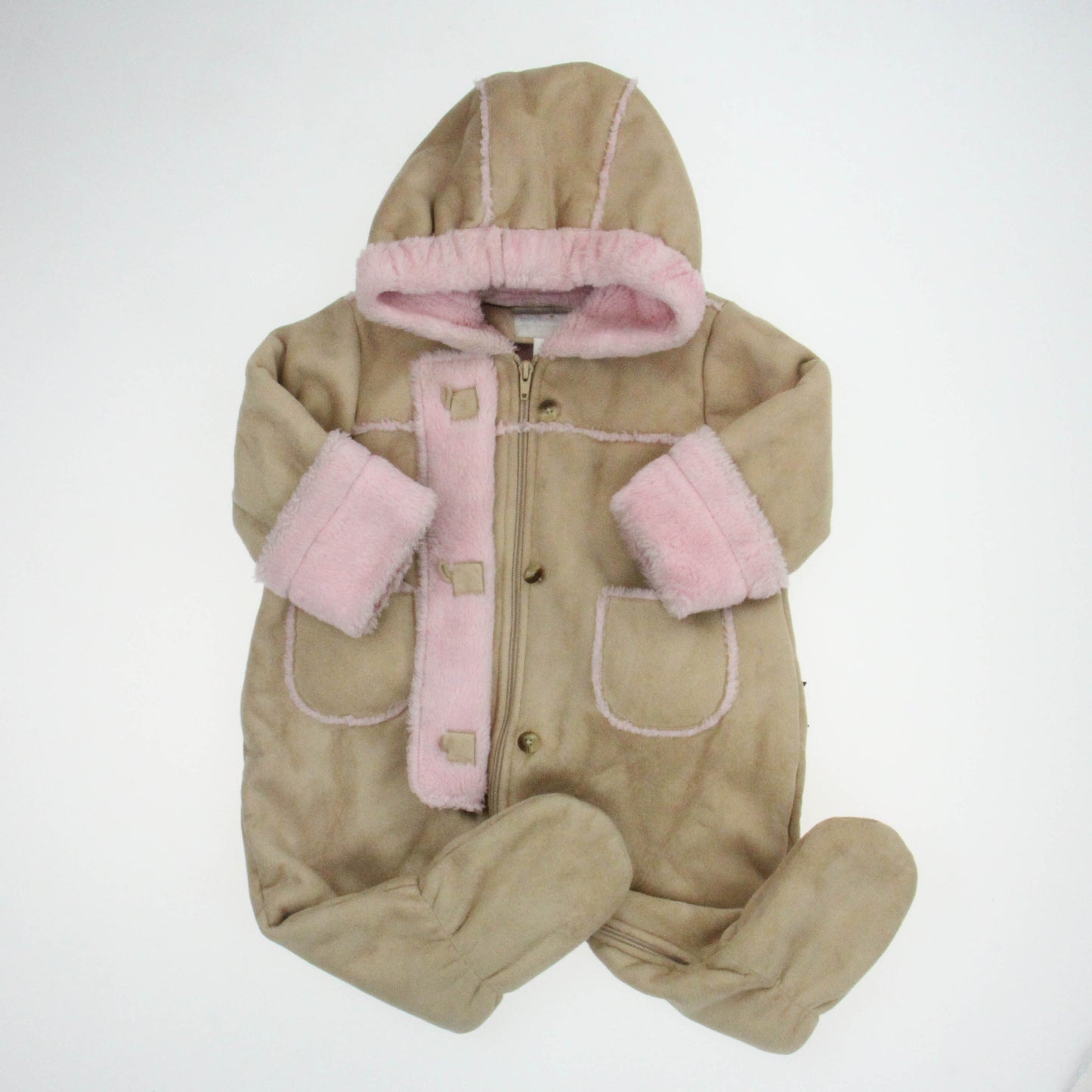 Baby Luxuries Girls Tan | Pink Bunting Size: 12 Months Tan | Pink