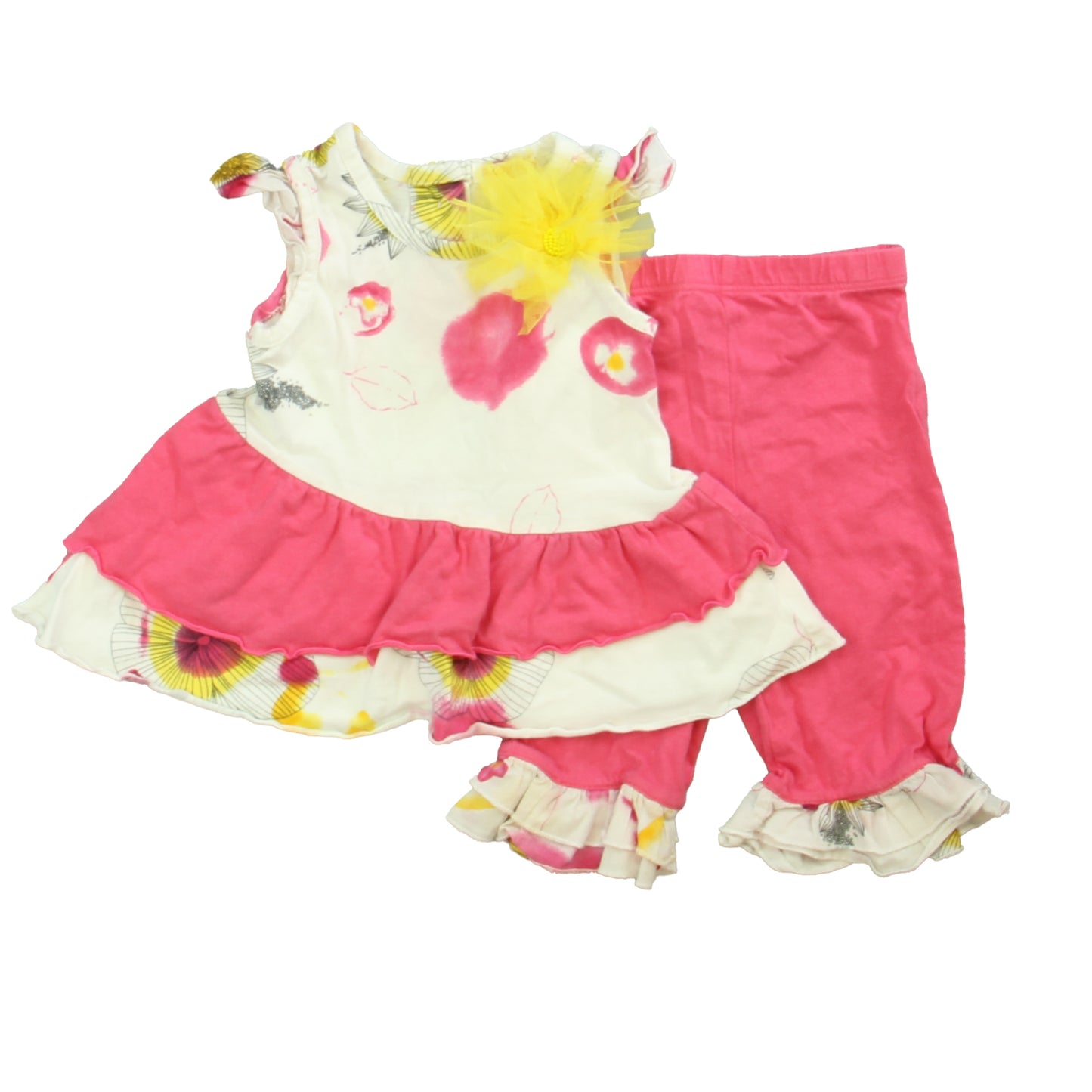 Baby Nay Girls White | Pink Apparel Sets Size: 24 Months White | Pink