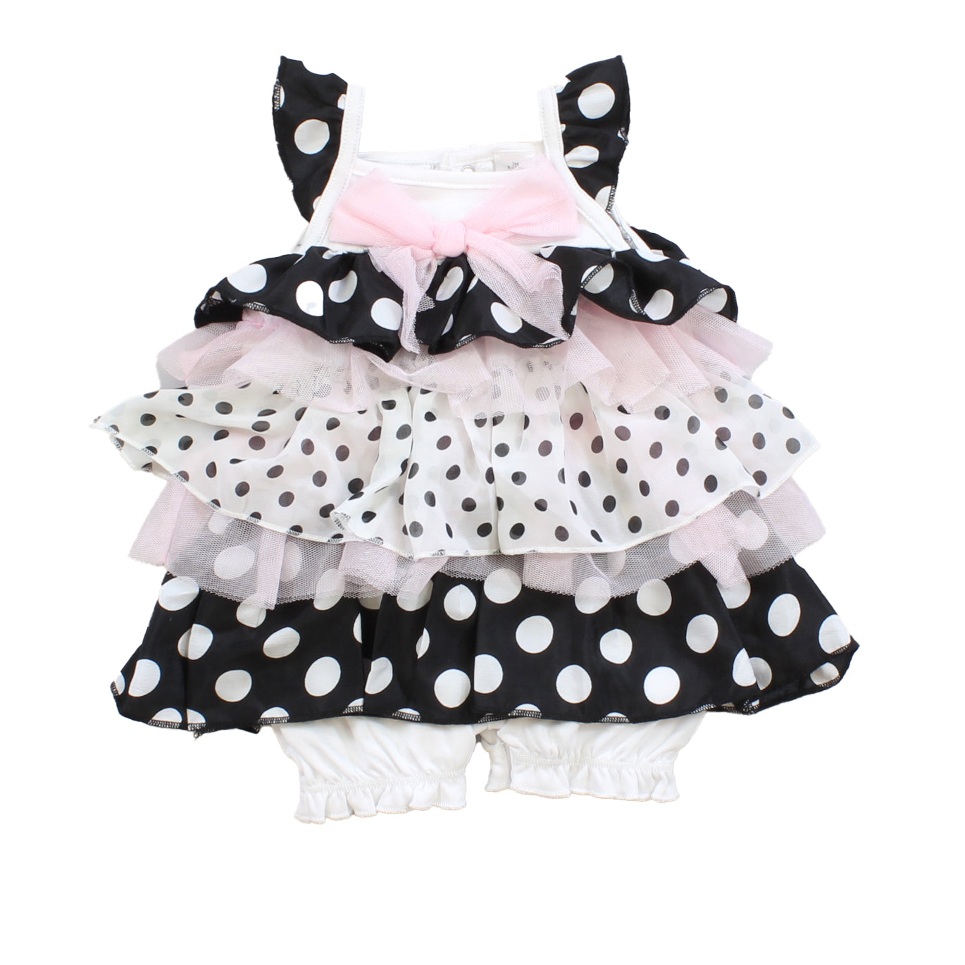 Babyrageous Girls Pink | White | Black | Polk Dots Romper Size: 3 Months Pink | White | Black | Polk Dots