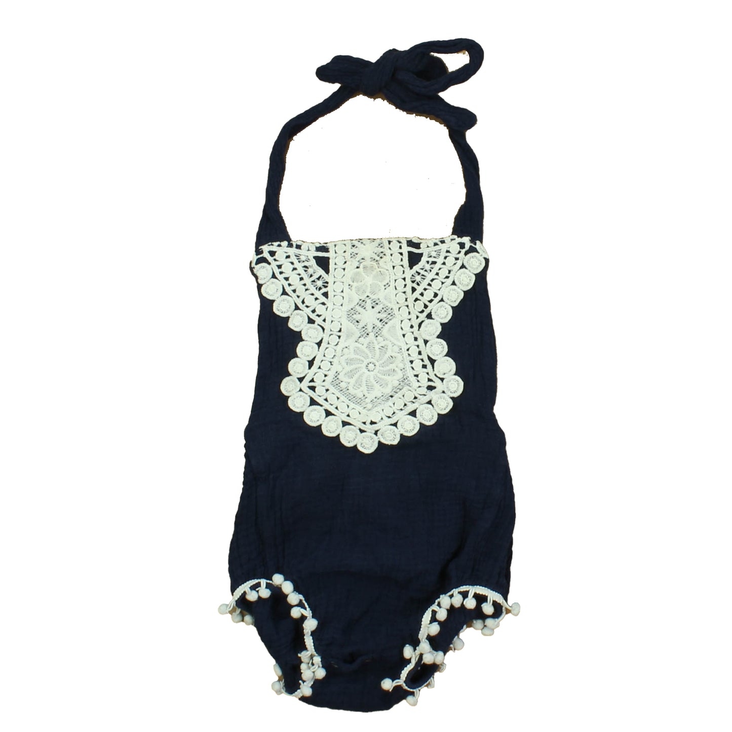 Bailey's Blossoms Girls Blue | White Romper Size: 6-12 Months Blue | White