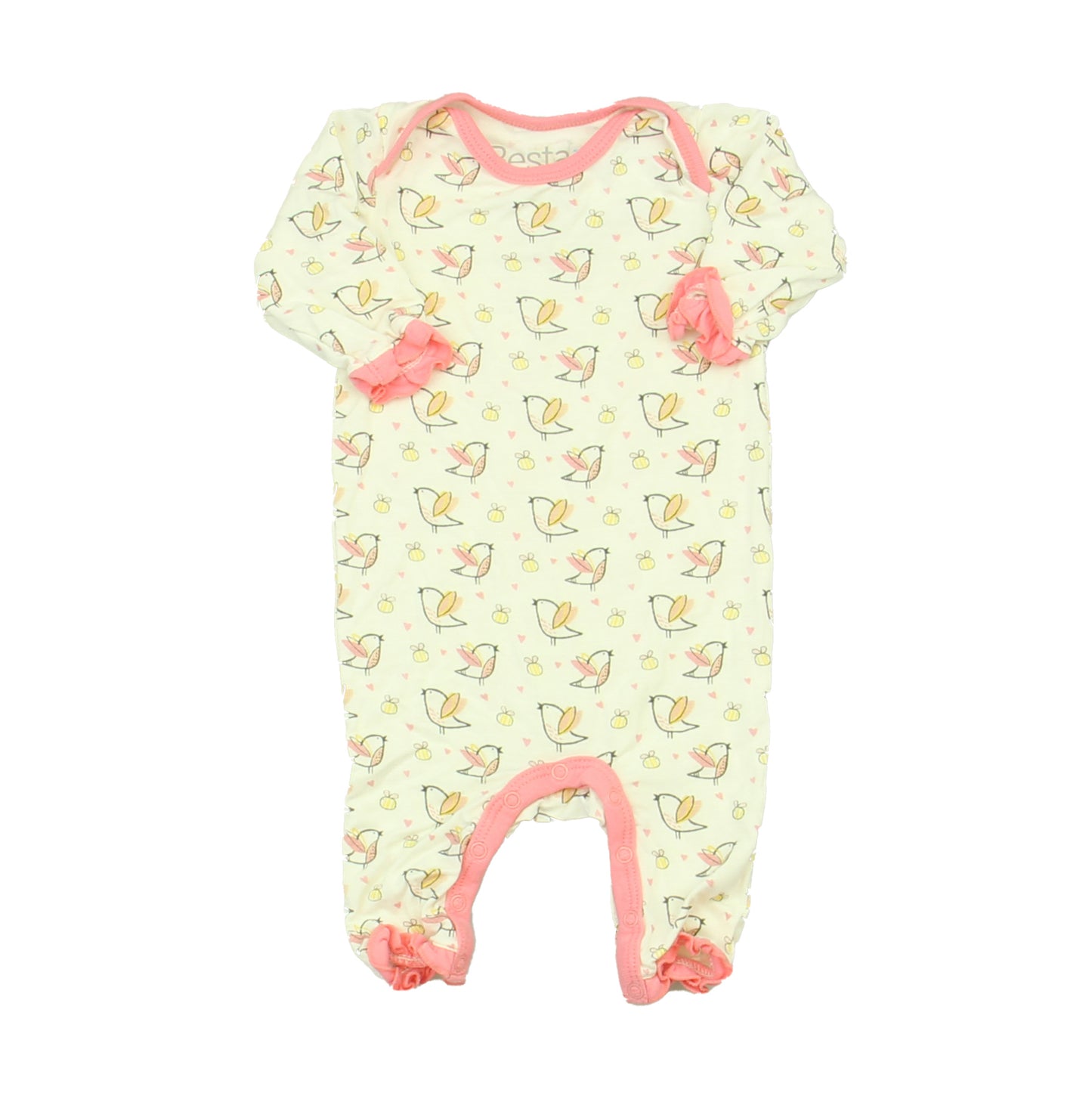 Bestaroo Girls White | Pink | Yellow 1-piece Non-footed Pajamas Size: 0-3 Months White | Pink | Yellow