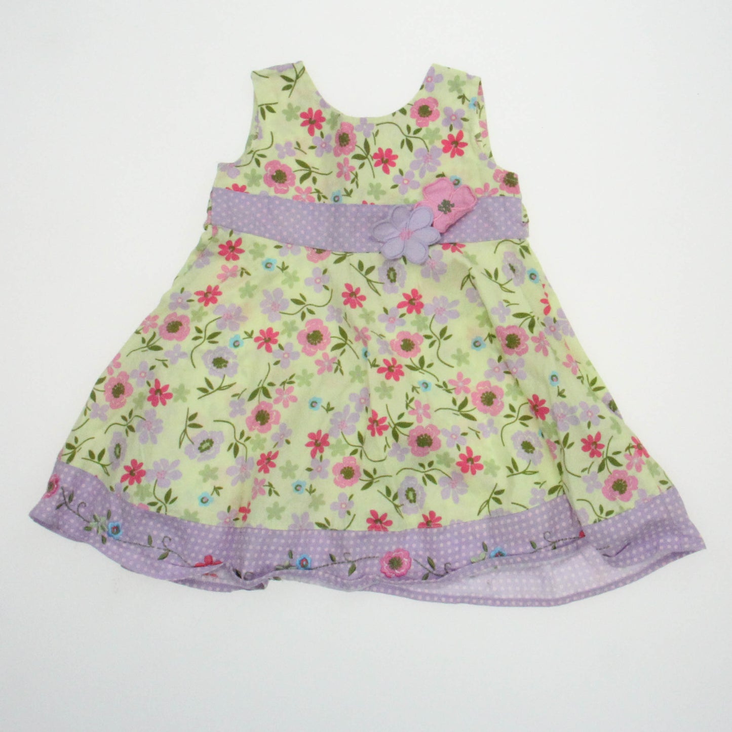 BlueBeri Boulevard Girls Green | Purple | Flowers Dress Size: 24 Months Green | Purple | Flowers