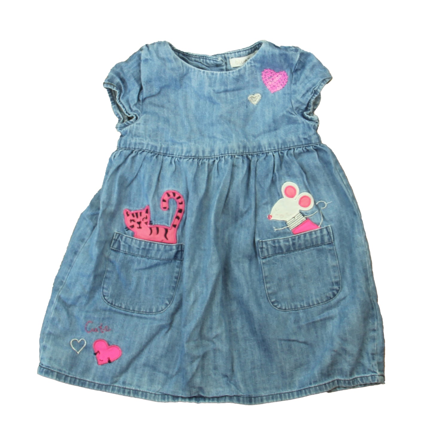 Bluezoo Girls Blue | Pink Cats | Mouse Dress Size: 12-18 Months Blue | Pink Cats | Mouse