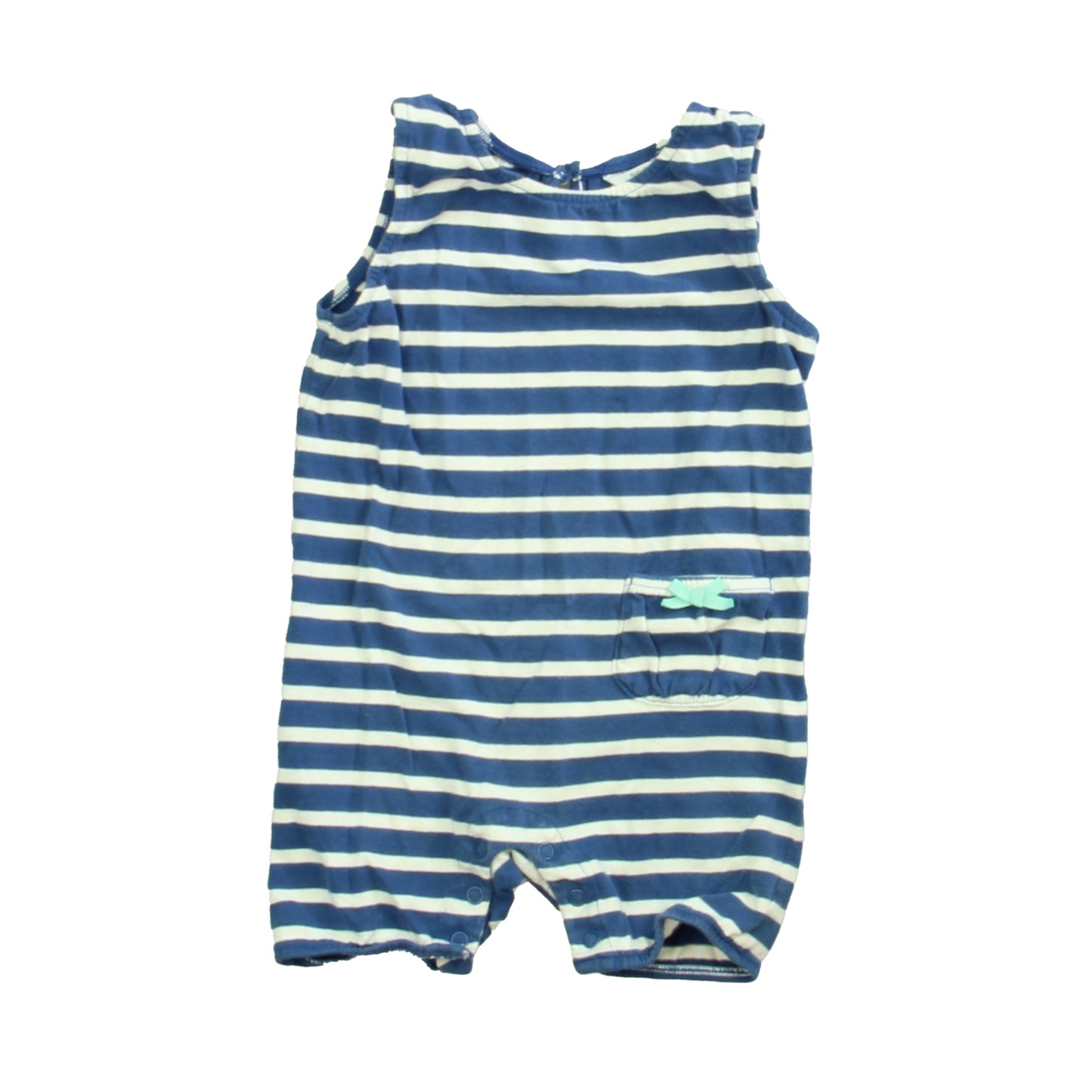 Boden Girls Blue Stripe Romper Size: 6-12 Months Blue Stripe