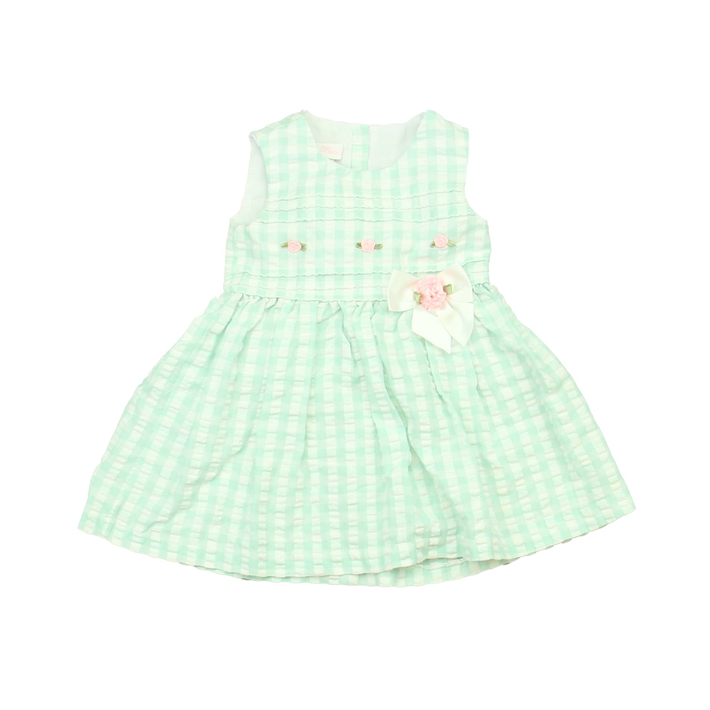 Bonnie Baby Girls Green | White Dress Size: 18 Months Green | White