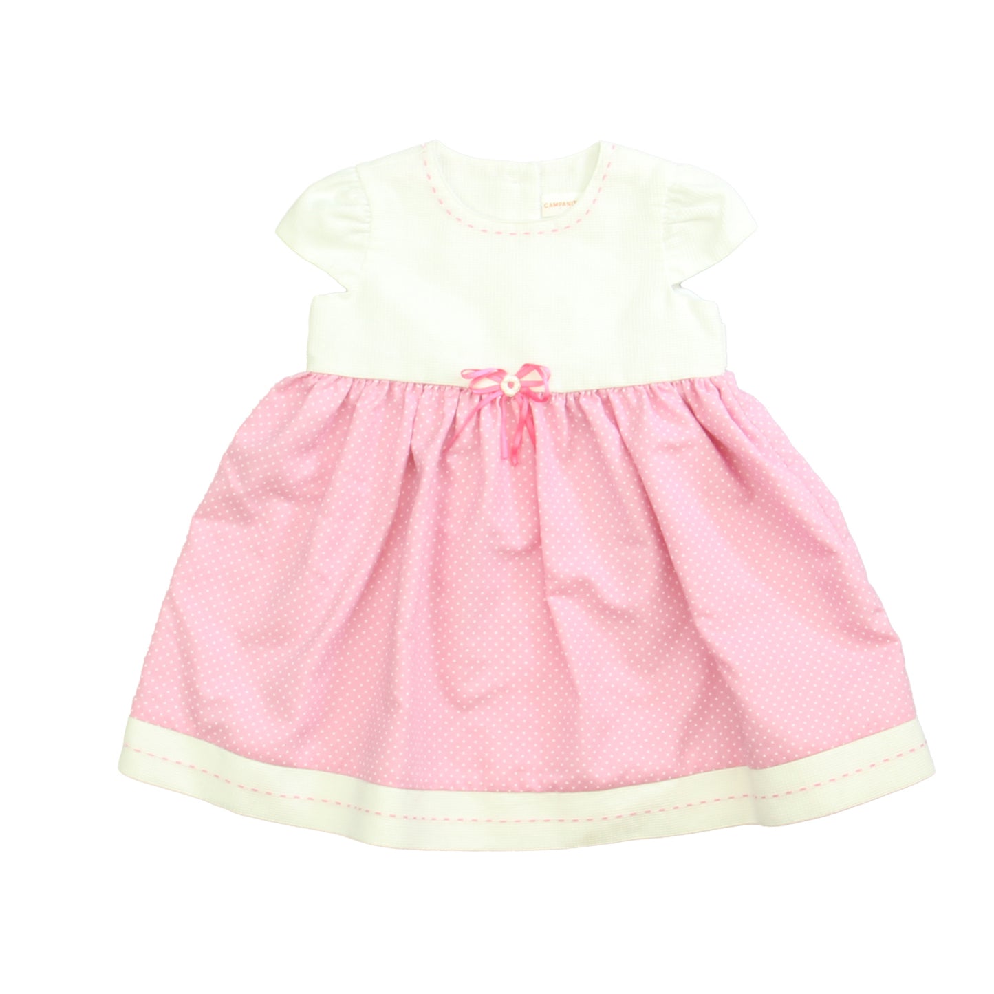 Campanita Kids Girls White | Pink Dress Size: 24 Months White | Pink