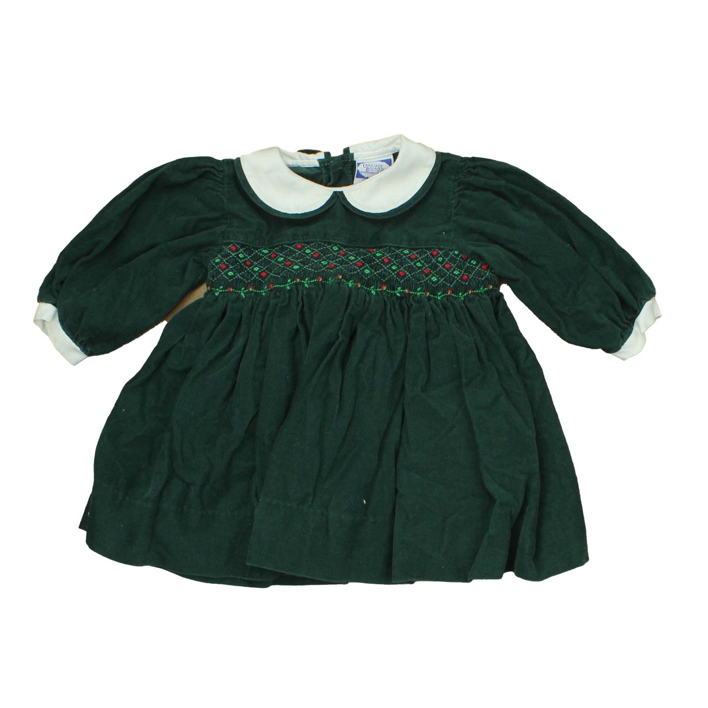 Carriage Boutiques Girls Green | White | Smocked Dress Size: 12 Months Green | White | Smocked