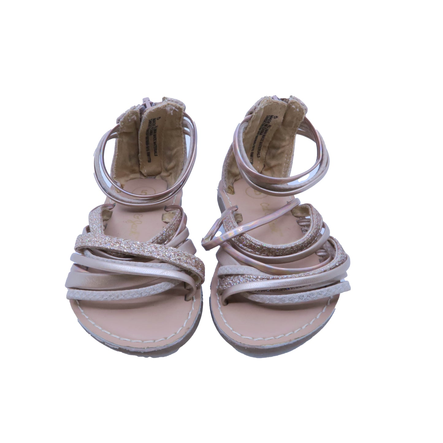 Cat & Jack Girls Gold Sandals Size: 5 Toddler