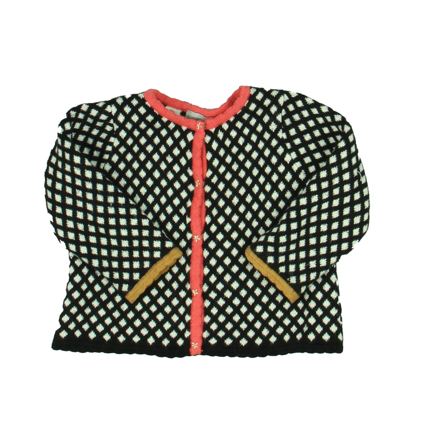Catimini Girls Black | White | Peach Cardigan Size: 9 Months Black | White | Peach