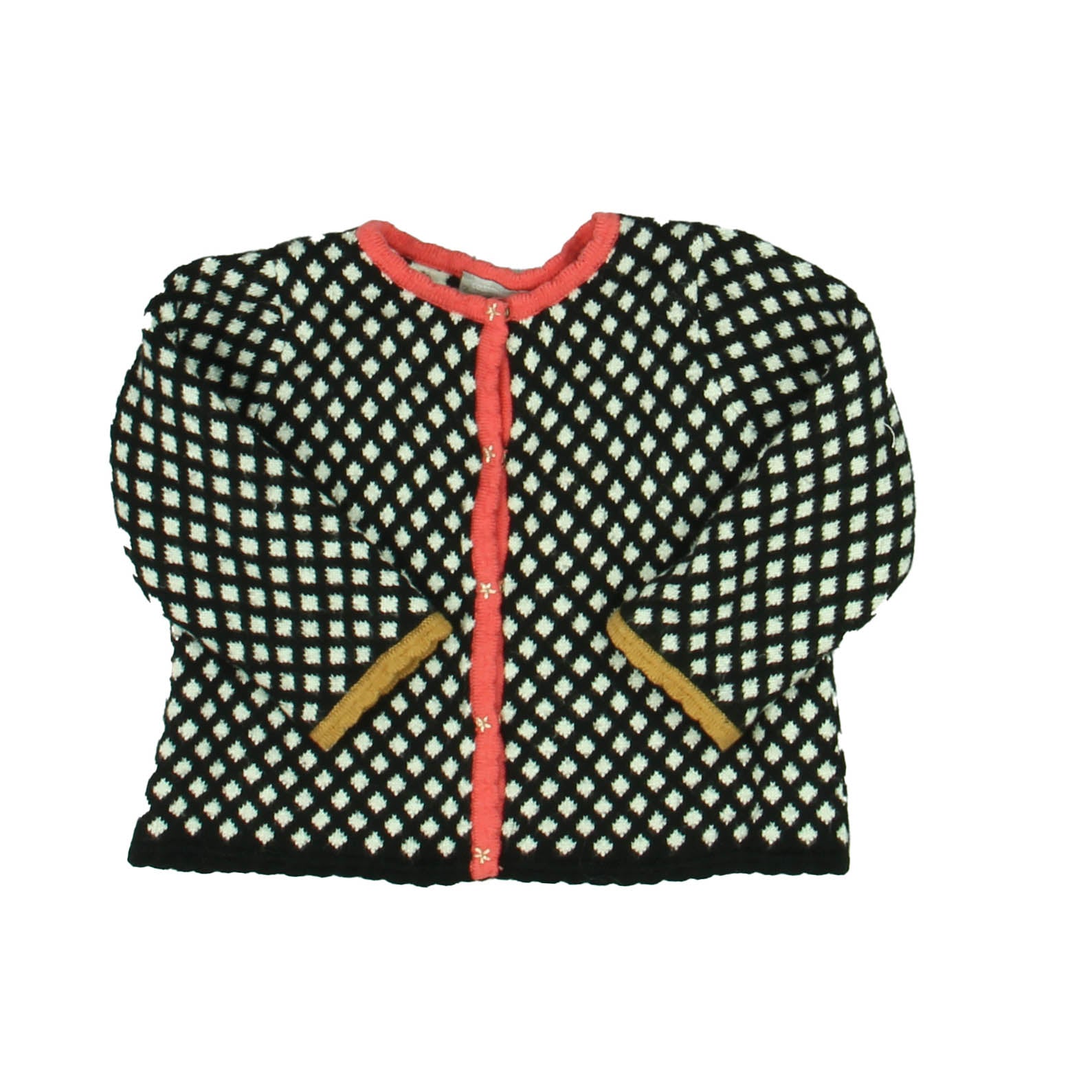 Catimini Girls Black | White | Peach Cardigan Size: 9 Months Black | White | Peach