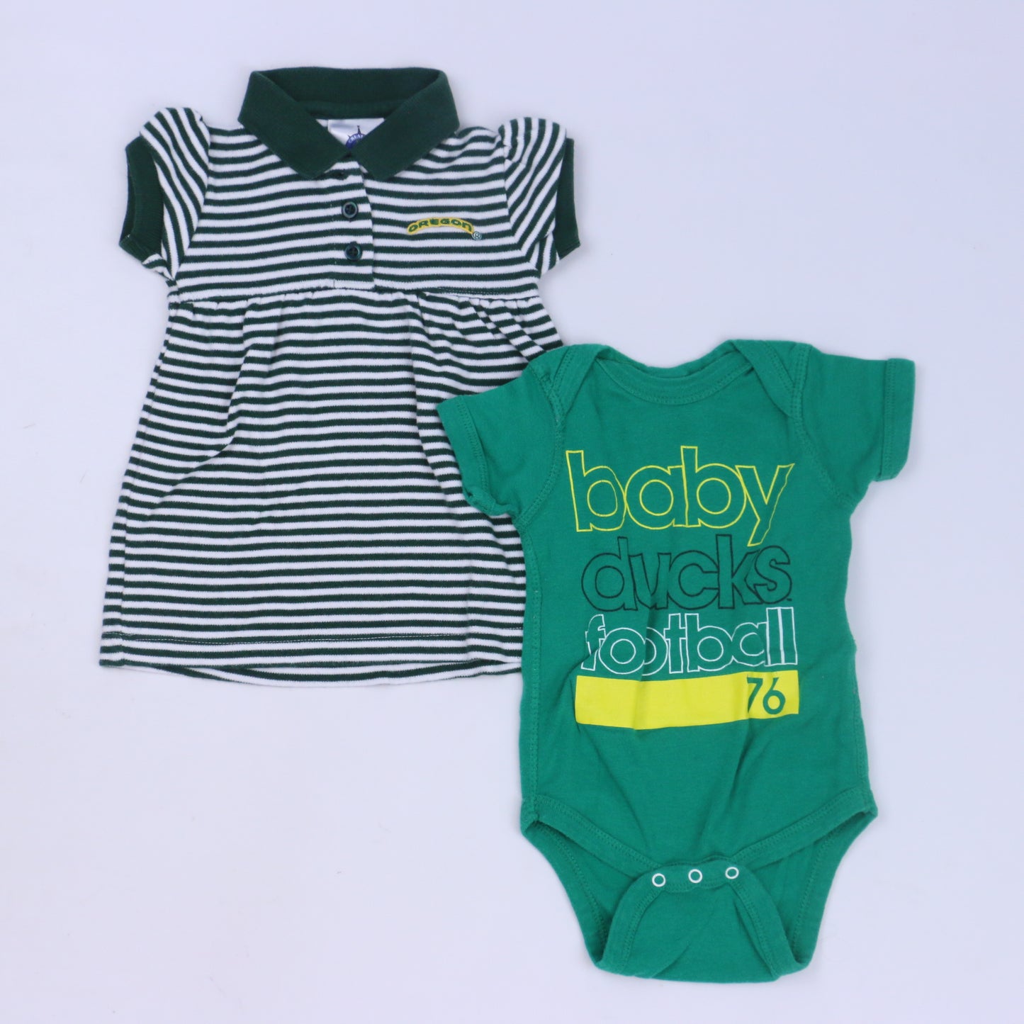 Creative Knitwear | TLC "Univer. of Oregon" Girls Green | White Dress Size: 6-9 Months Green | White