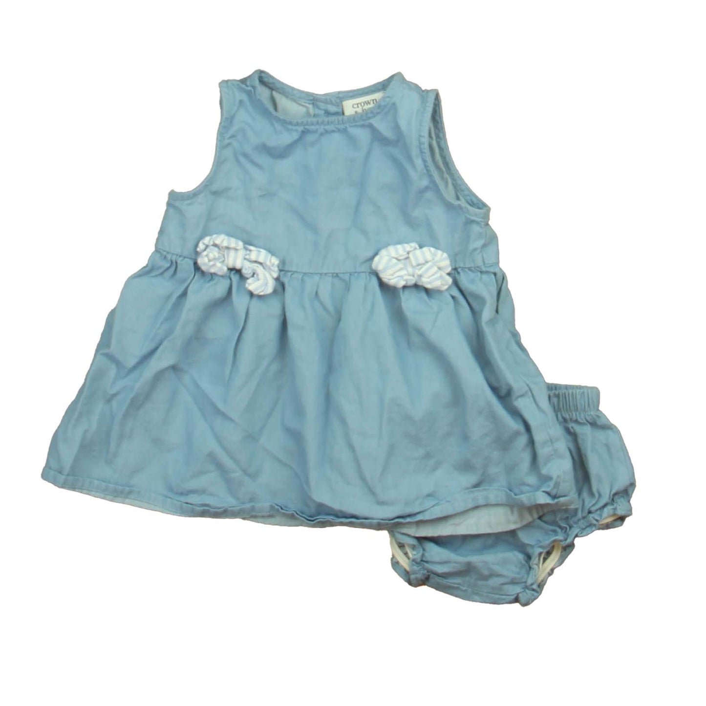 Crown & Ivy Girls Blue | White Dress Size: 9 Months Blue | White