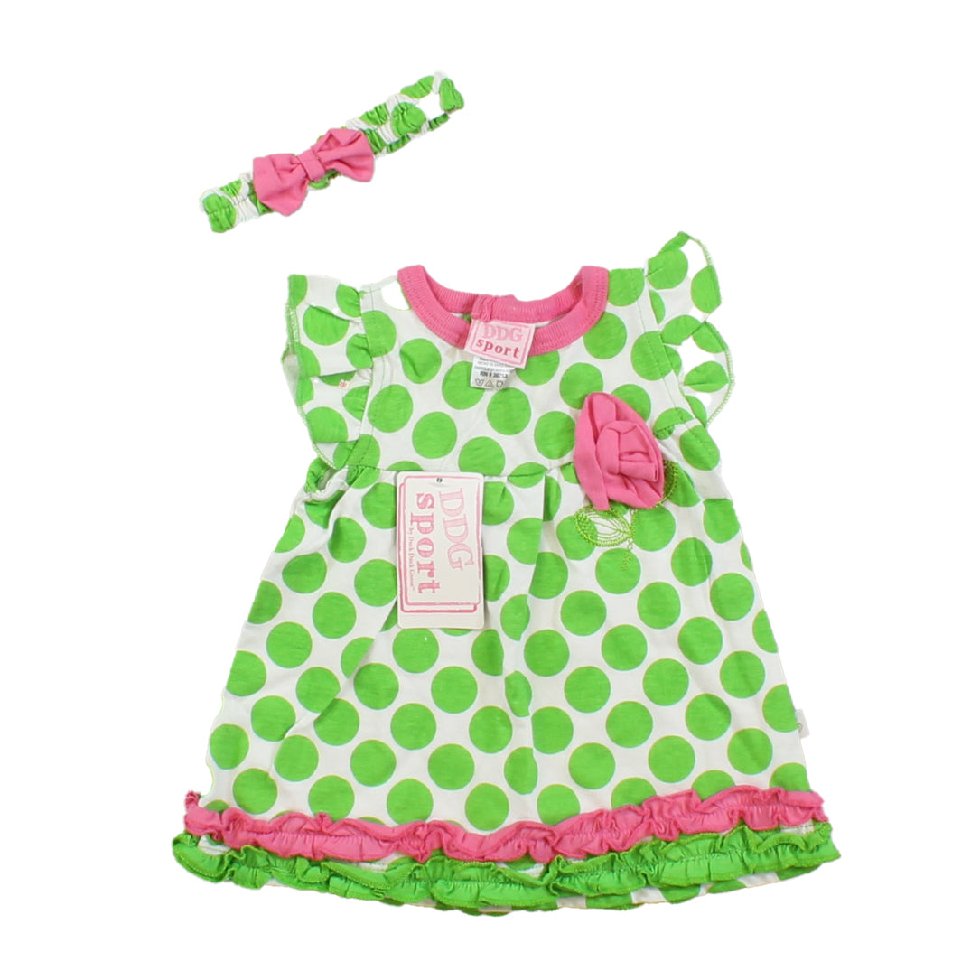 DDG Sport Girls Green | Pink | White Dress Size: 3-6 Months Green | Pink | White