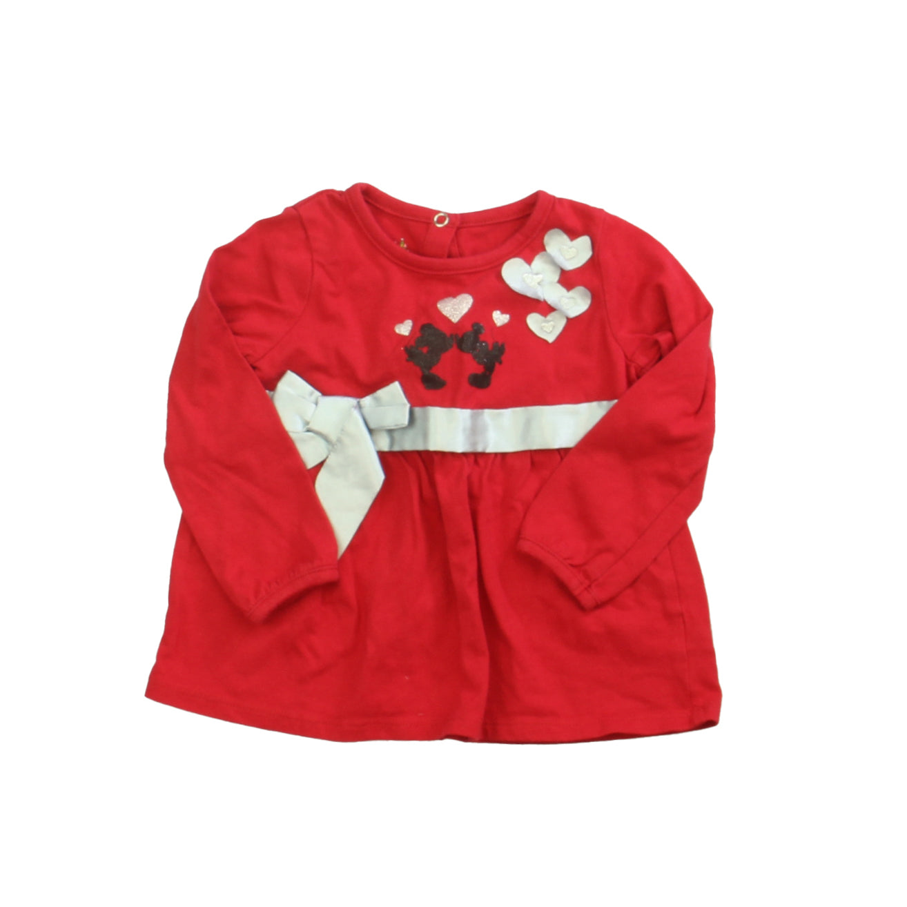 Disney Girls Red | Silver Long Sleeve Shirt Size: 18 Months