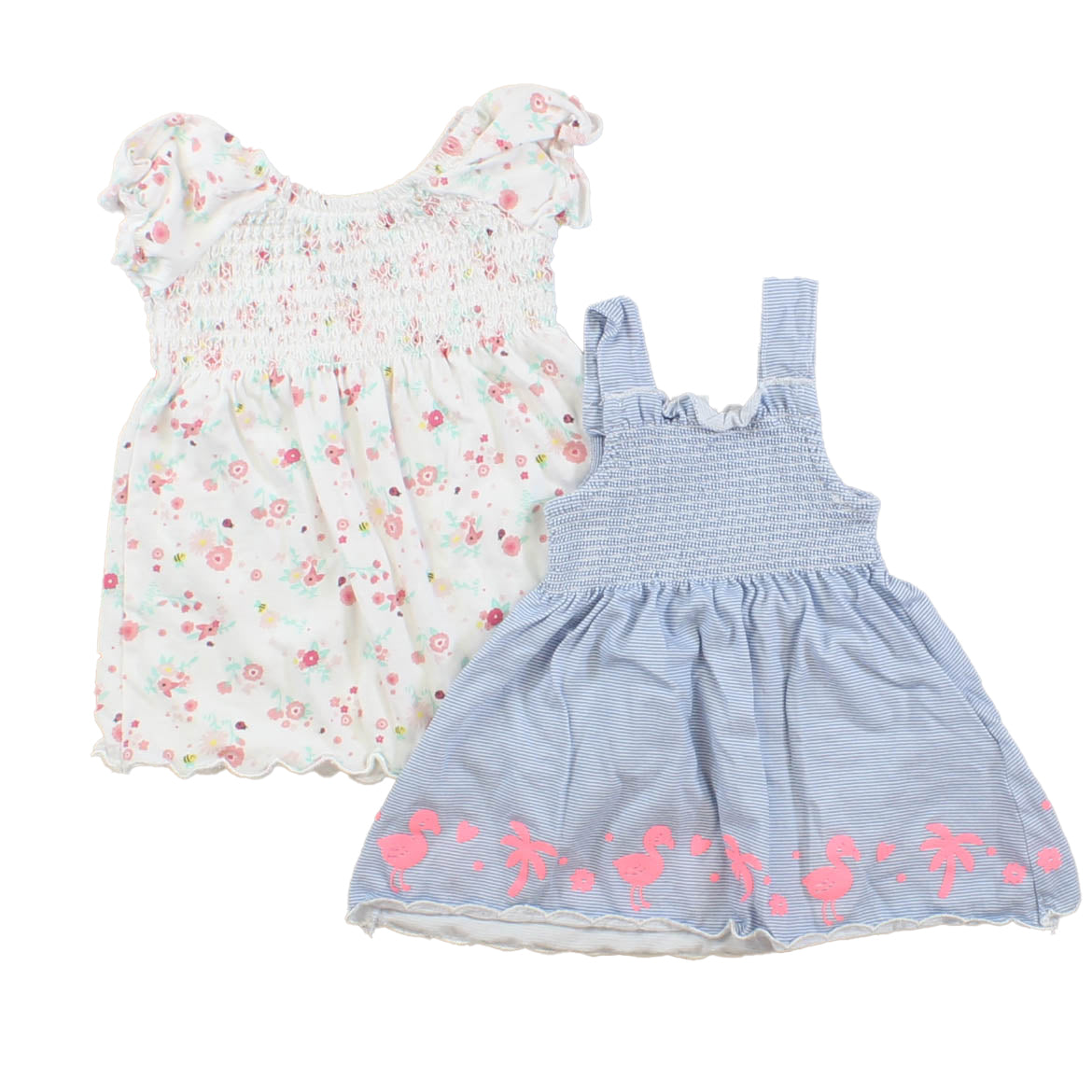 DopoDopo Girls White | Blue Dress Size: New Born White | Blue