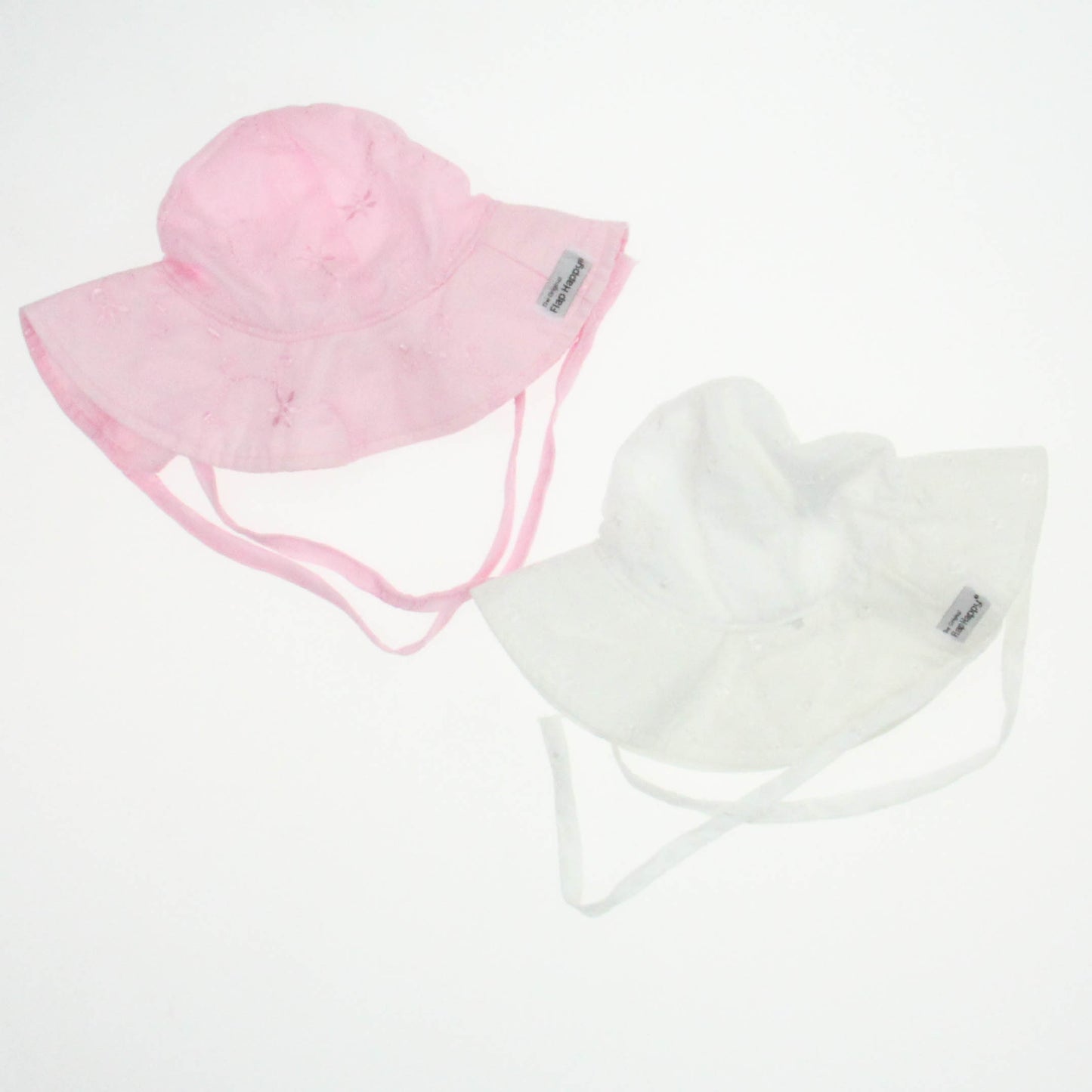 Flap Happy Girls White | Pink Sun Hat Size: 6-12 Months White | Pink
