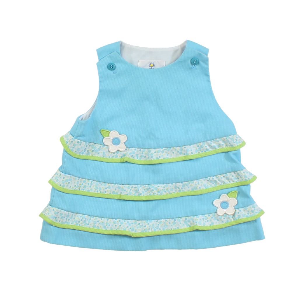 Florence Eiseman Girls Blue | Green | White Dress Size: 9 Months Blue | Green | White