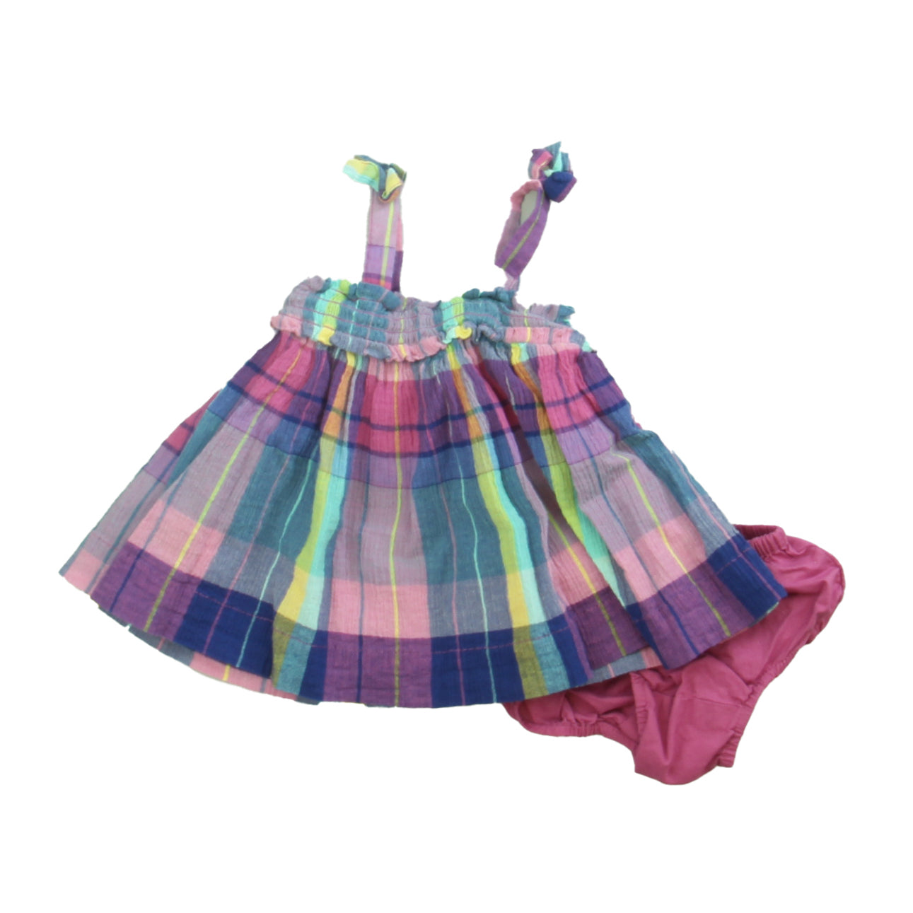 Gap Girls Blue | Purple Plaid Dress Size: 0-3 Months Blue | Purple Plaid