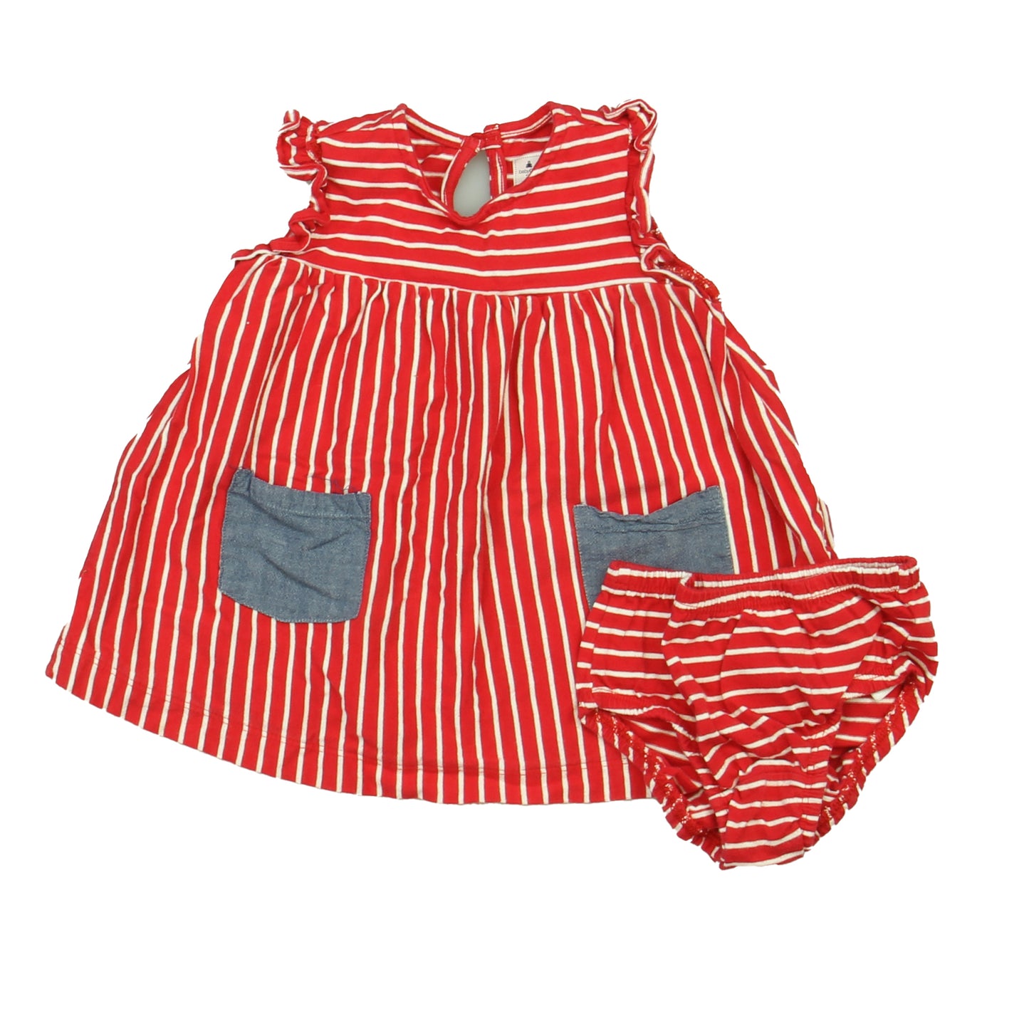 Gap Girls Red Stripe Dress Size: 12-18 Months Red Stripe