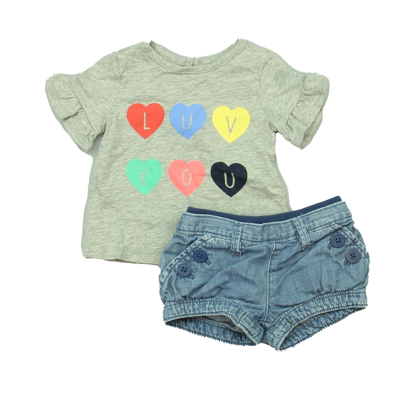 Gap Girls Gray | Blue Apparel Sets Size: 3-6 Months Gray | Blue