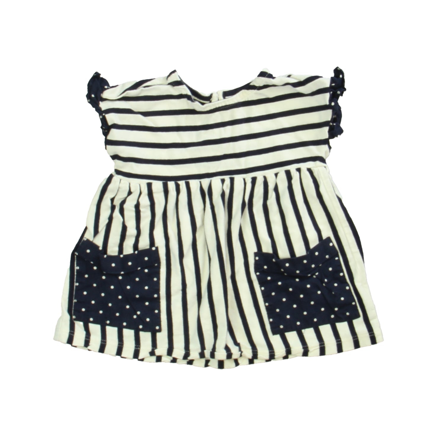 Gap Girls Navy | Ivory Striped Dress Size: 3-6 Months Navy | Ivory Striped