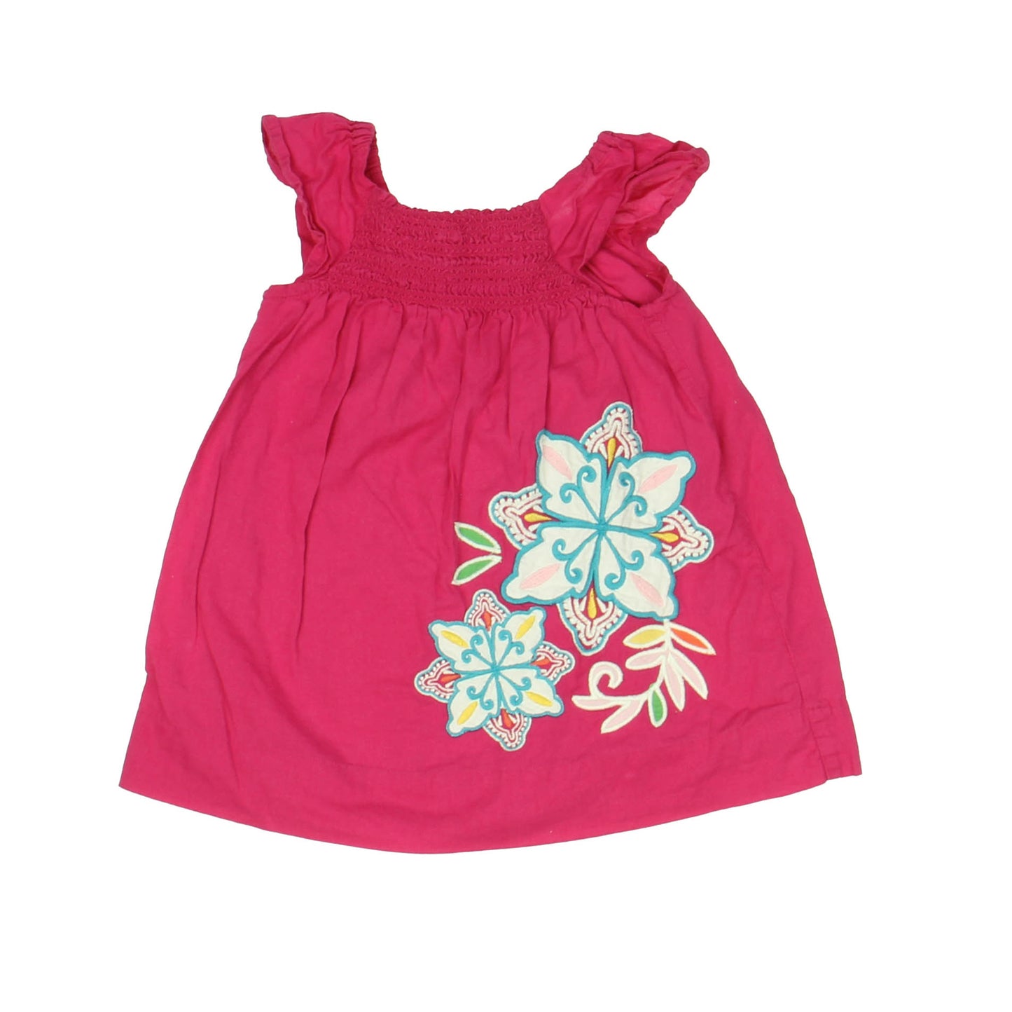 Gap Girls Pink | Blue Flower Dress Size: 3 - 6 Months Pink | Blue Flower
