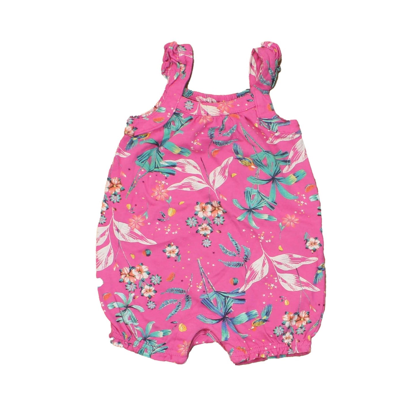 Gap Girls Pink | Green | White Romper Size: 3-6 Months Pink | Green | White