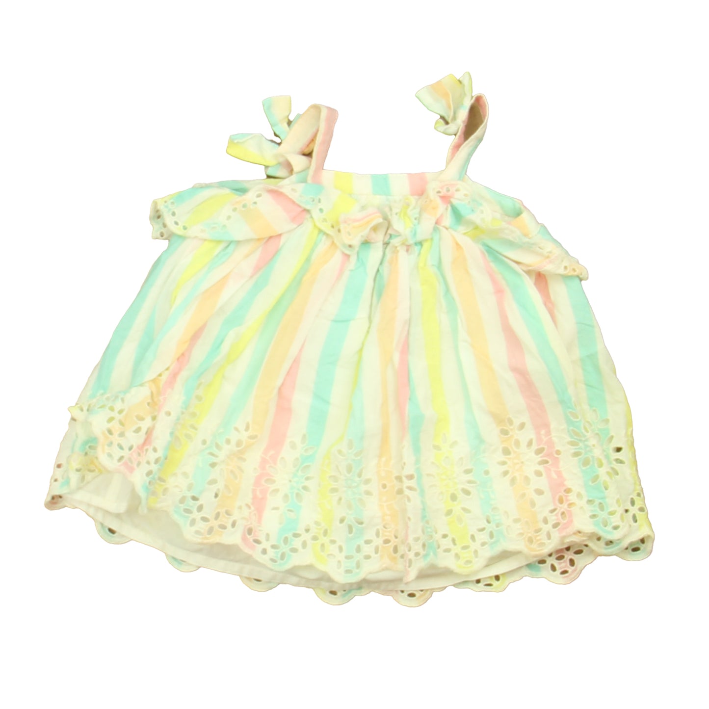 Gap Girls White | Aqua | Pink Dress Size: 3-6 Months White | Aqua | Pink