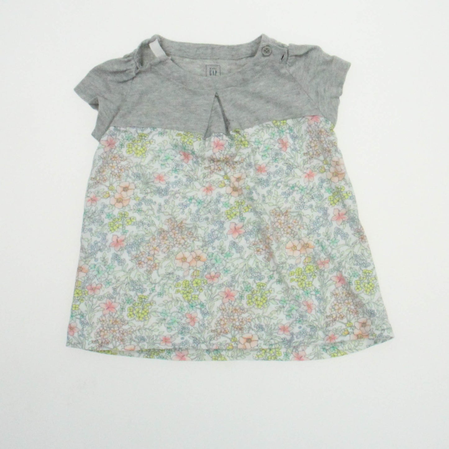 Gap Girls Gray Floral Dress Size: 6-12 Months Gray Floral