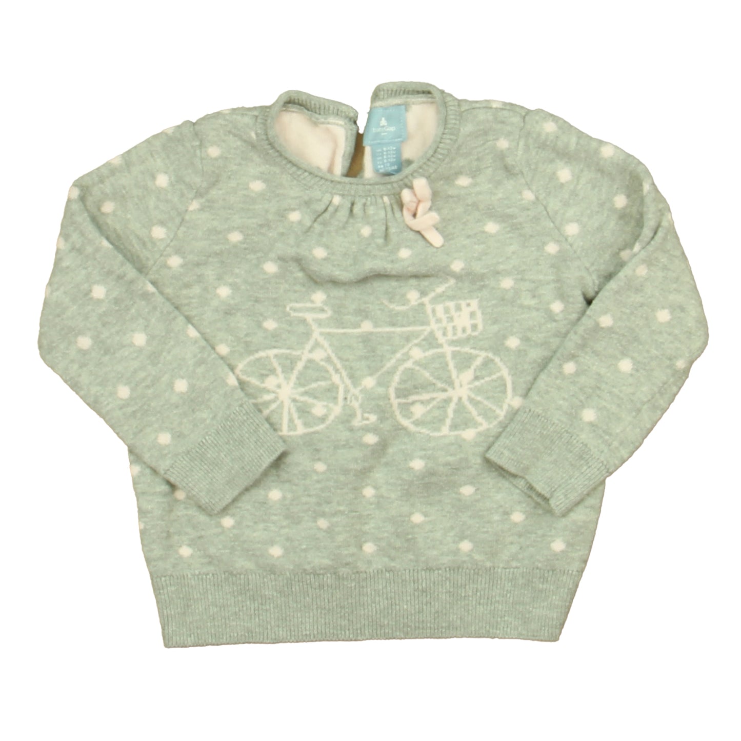 Gap Girls Gray | Pink Bicycle Sweater Size: 6-12 Months Gray | Pink Bicycle