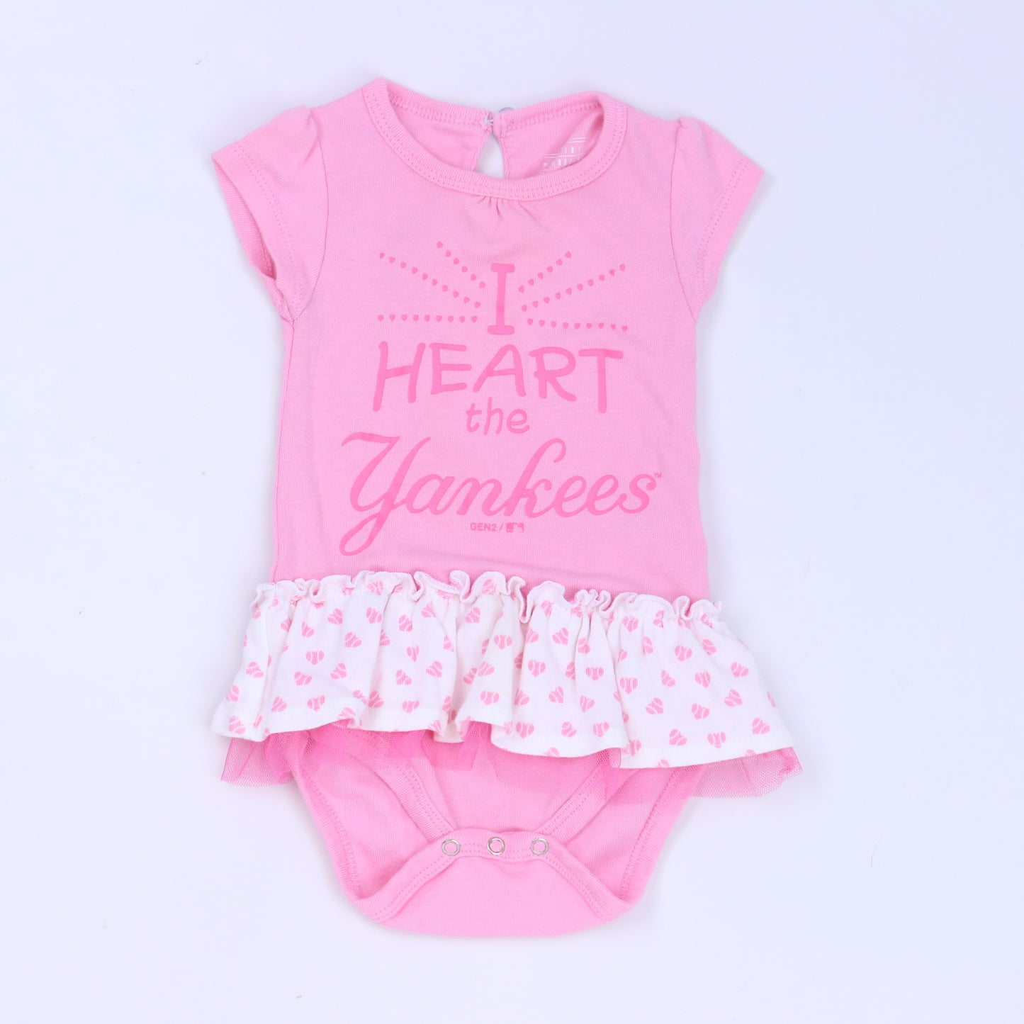 Genuine Merchandise Girls Pink | White Onesie Size: 3-6 Months Pink | White