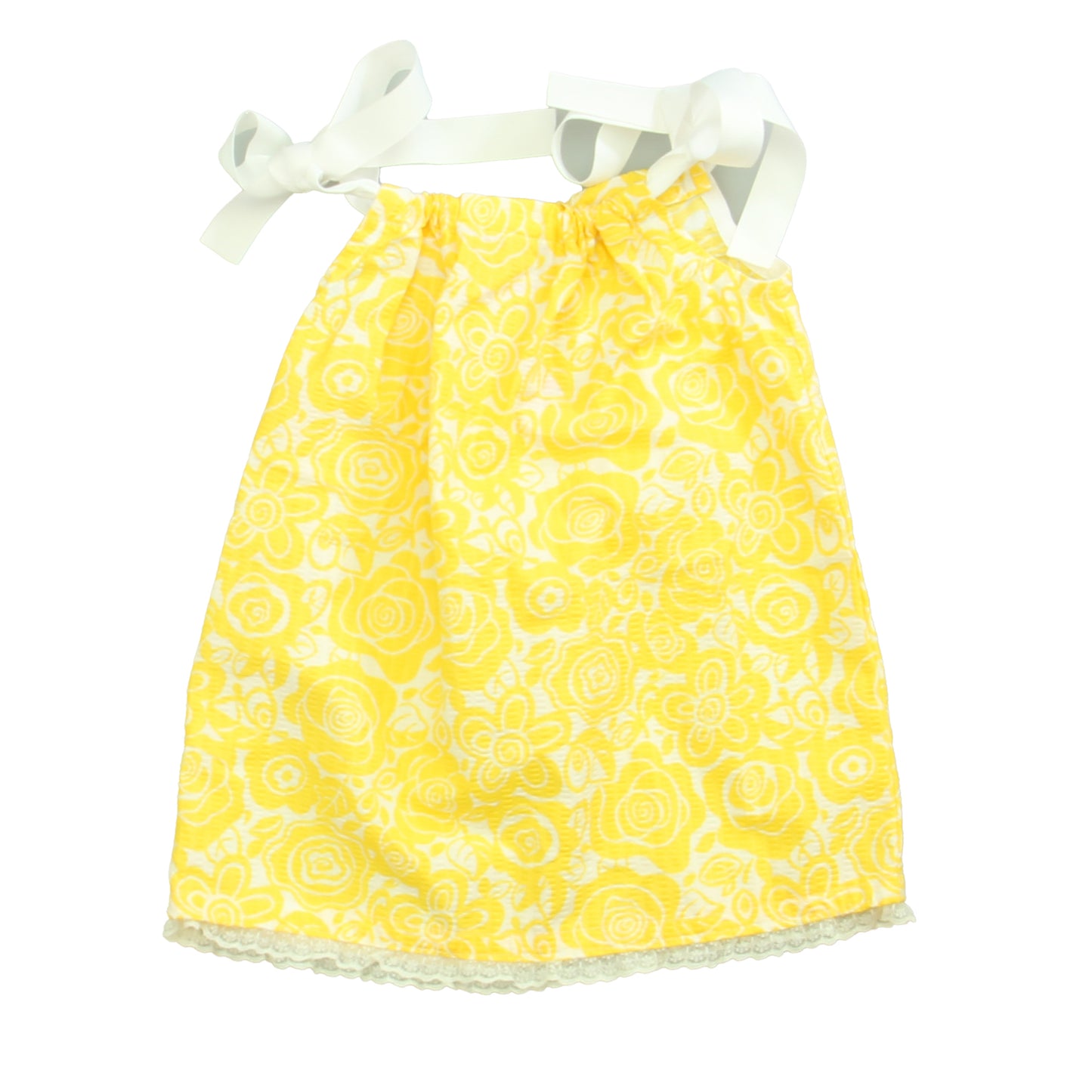 Giggle In Pink Girls Yellow | White Dress Size: 12 Months Yellow | White