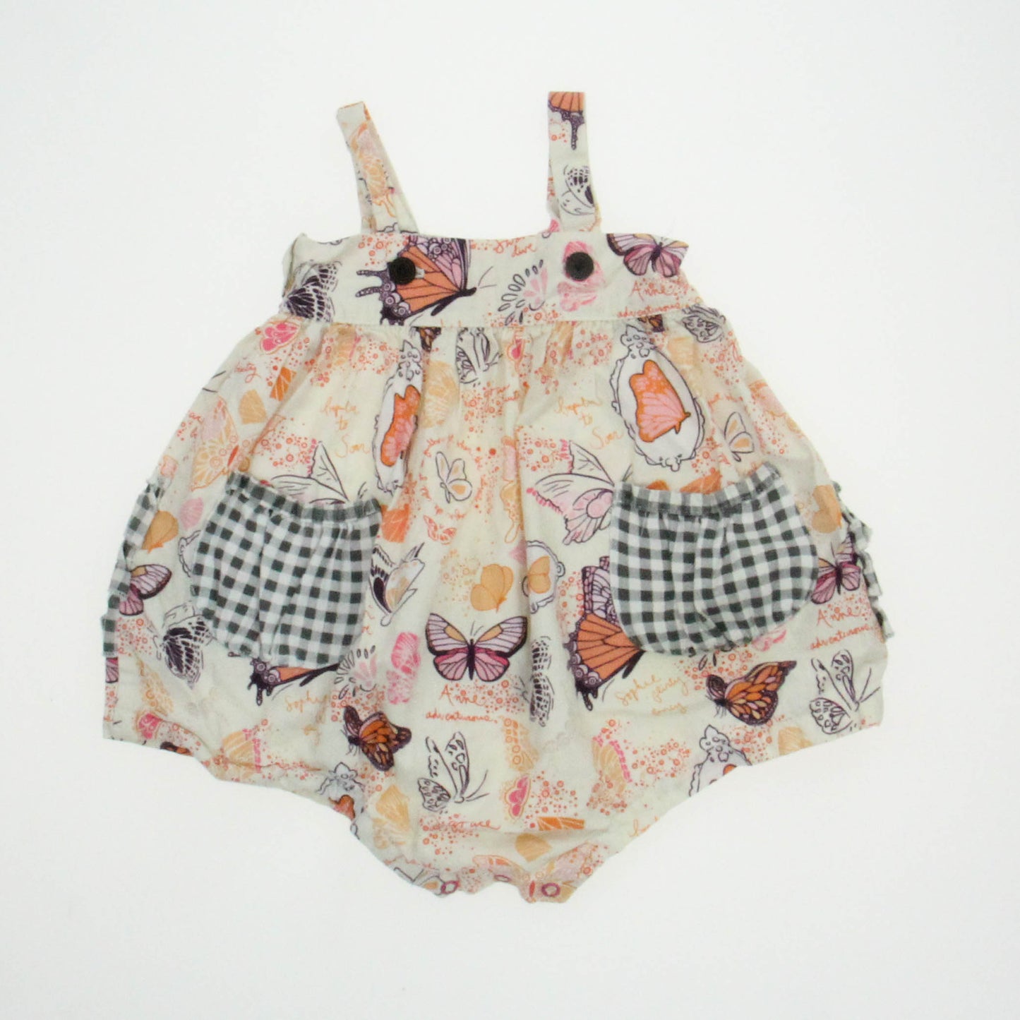 Giggle Moon Girls White Butterflies Romper Size: 18 Months White Butterflies
