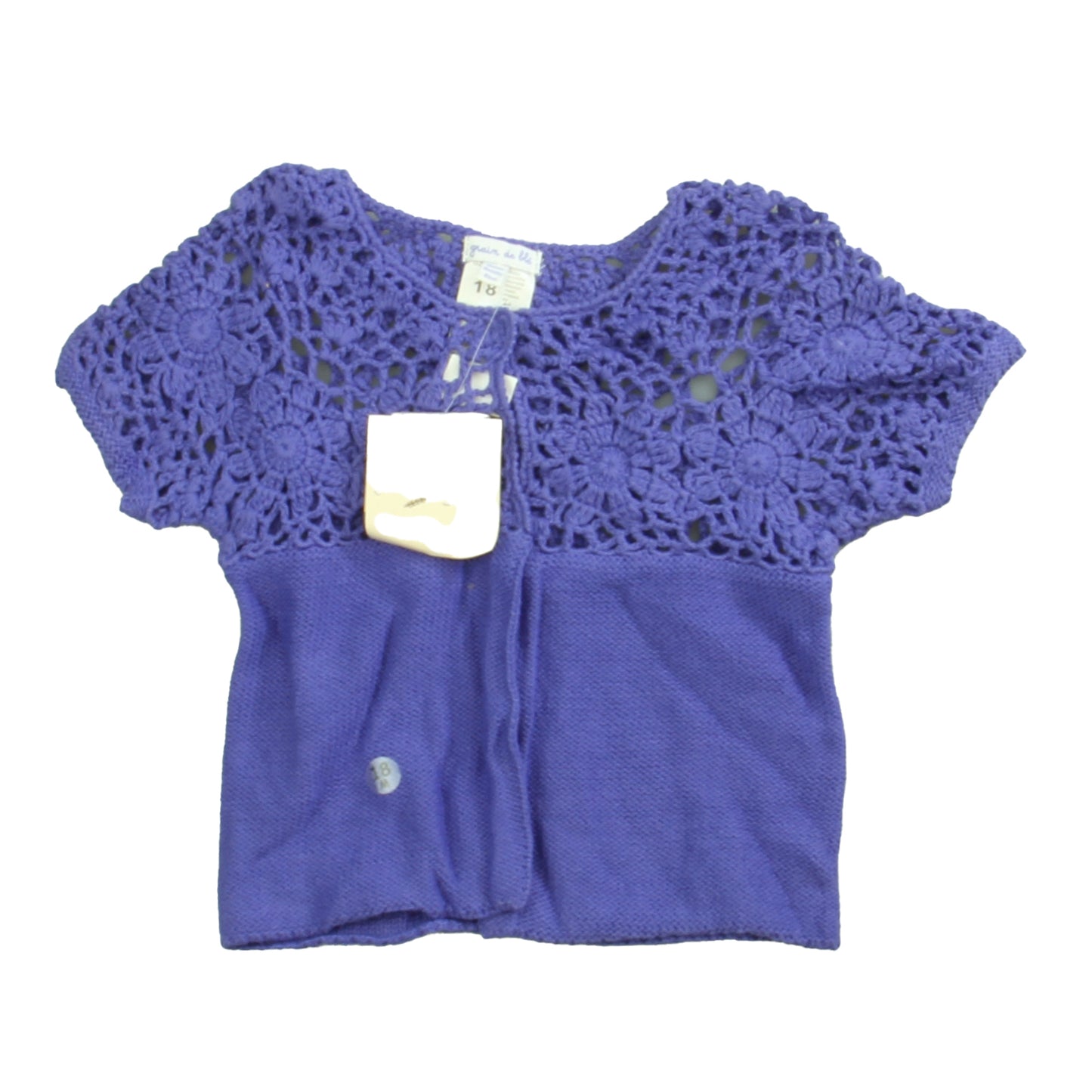 Grain de Ble Girls Purple Cardigan Size: 18 Months Purple