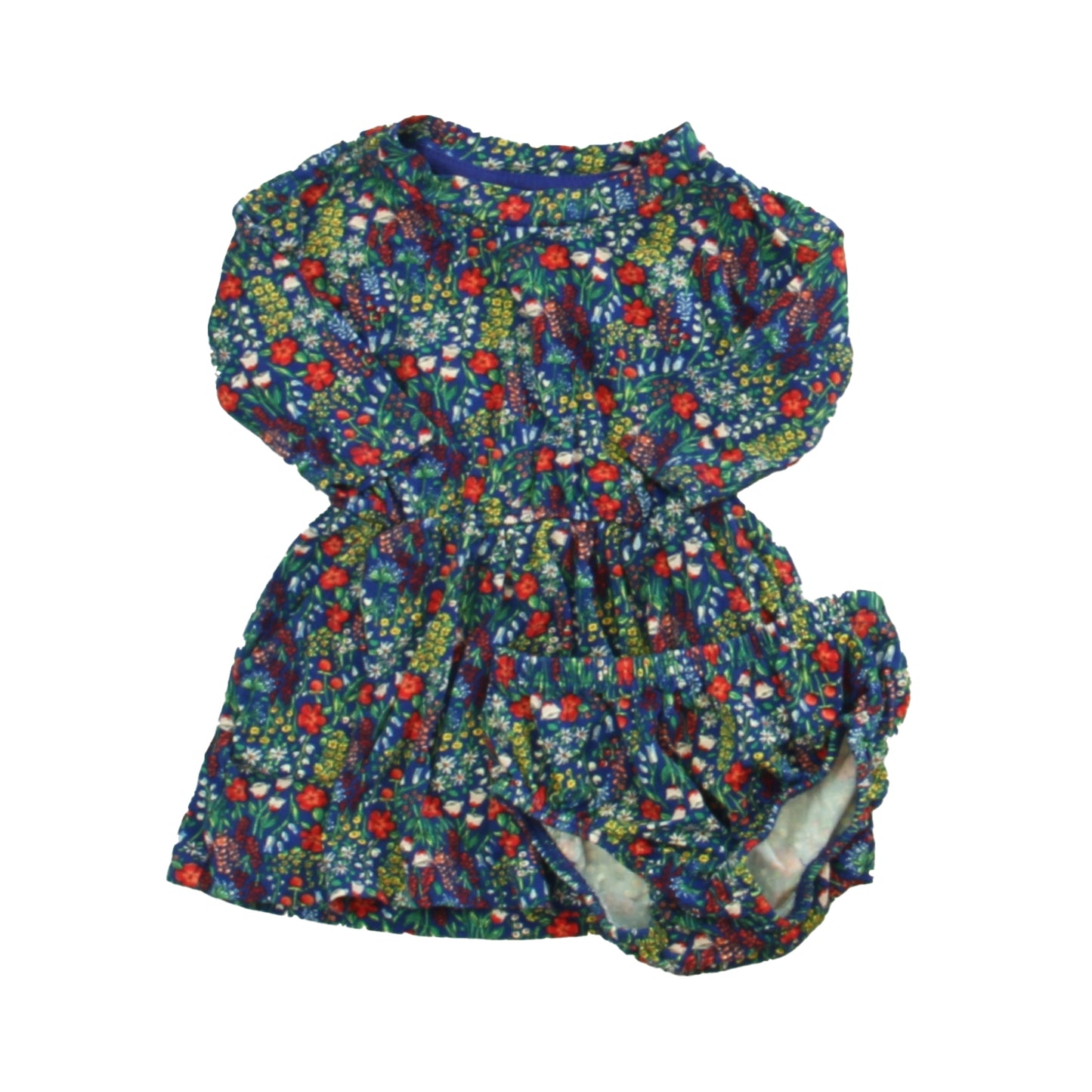Gymboree Girls Blue | Red Floral Dress Size: 0-3 Months Blue | Red Floral