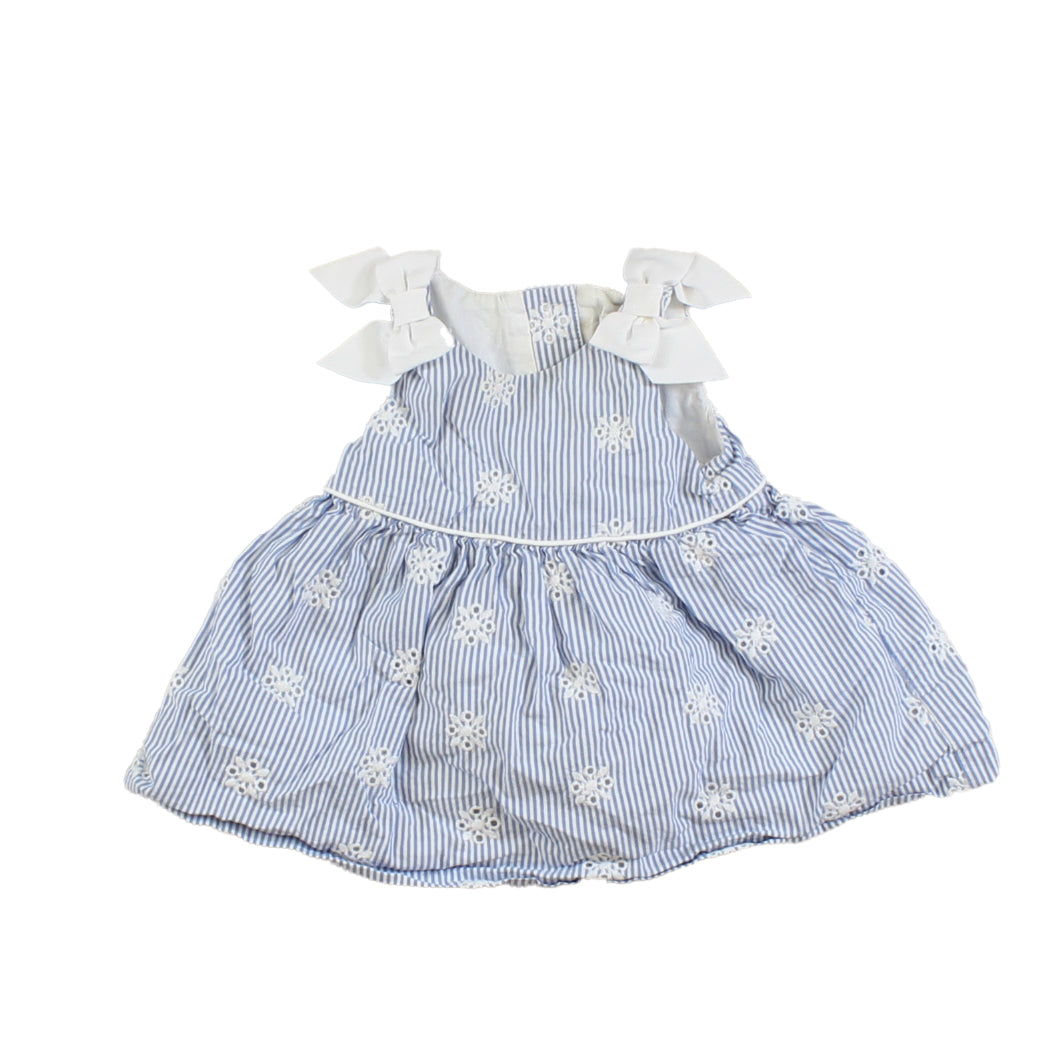 Gymboree Girls White | Blue | Stripes Dress Size: 0-3 Months White | Blue | Stripes