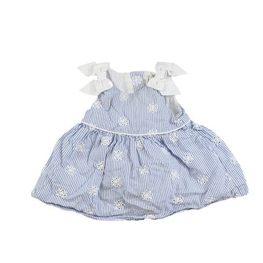 Gymboree Girls White | Blue | Stripes Dress Size: 0-3 Months White | Blue | Stripes