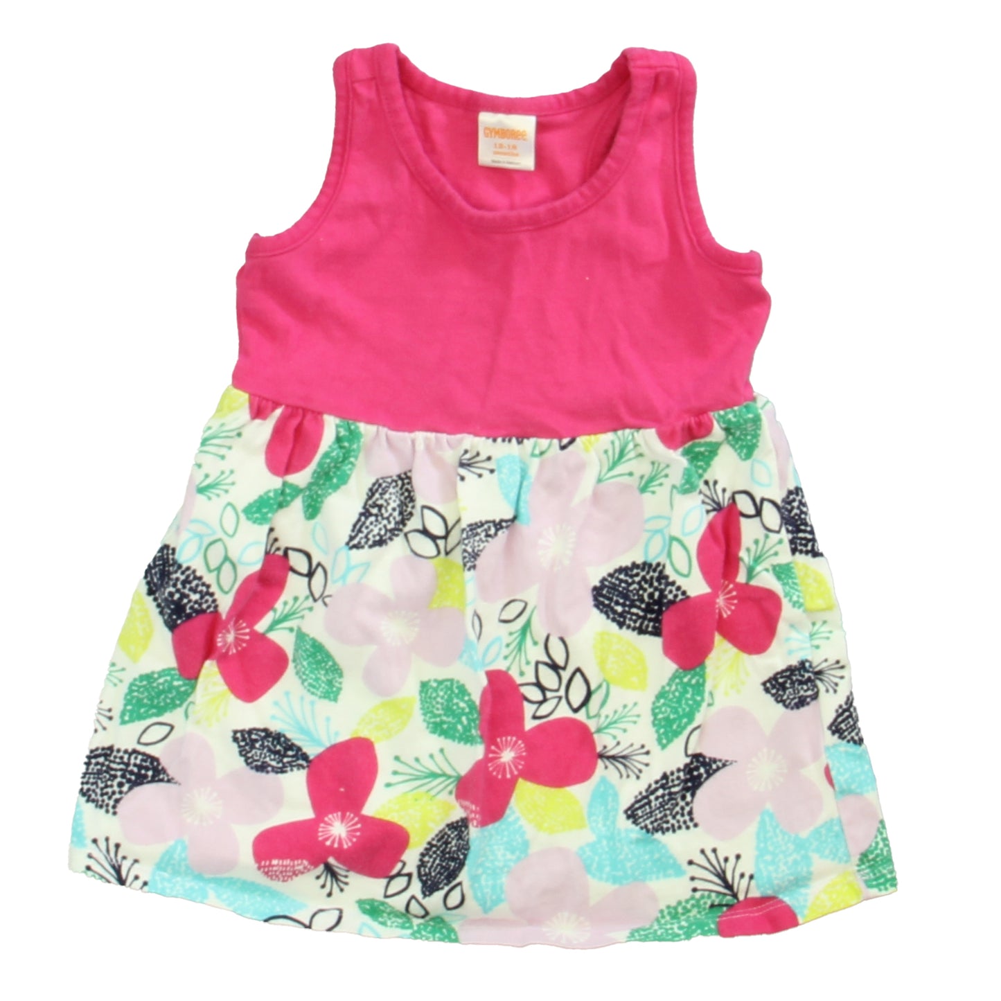Gymboree Girls Pink | White | Green Floral Dress Size: 12-18 Months Pink | White | Green Floral