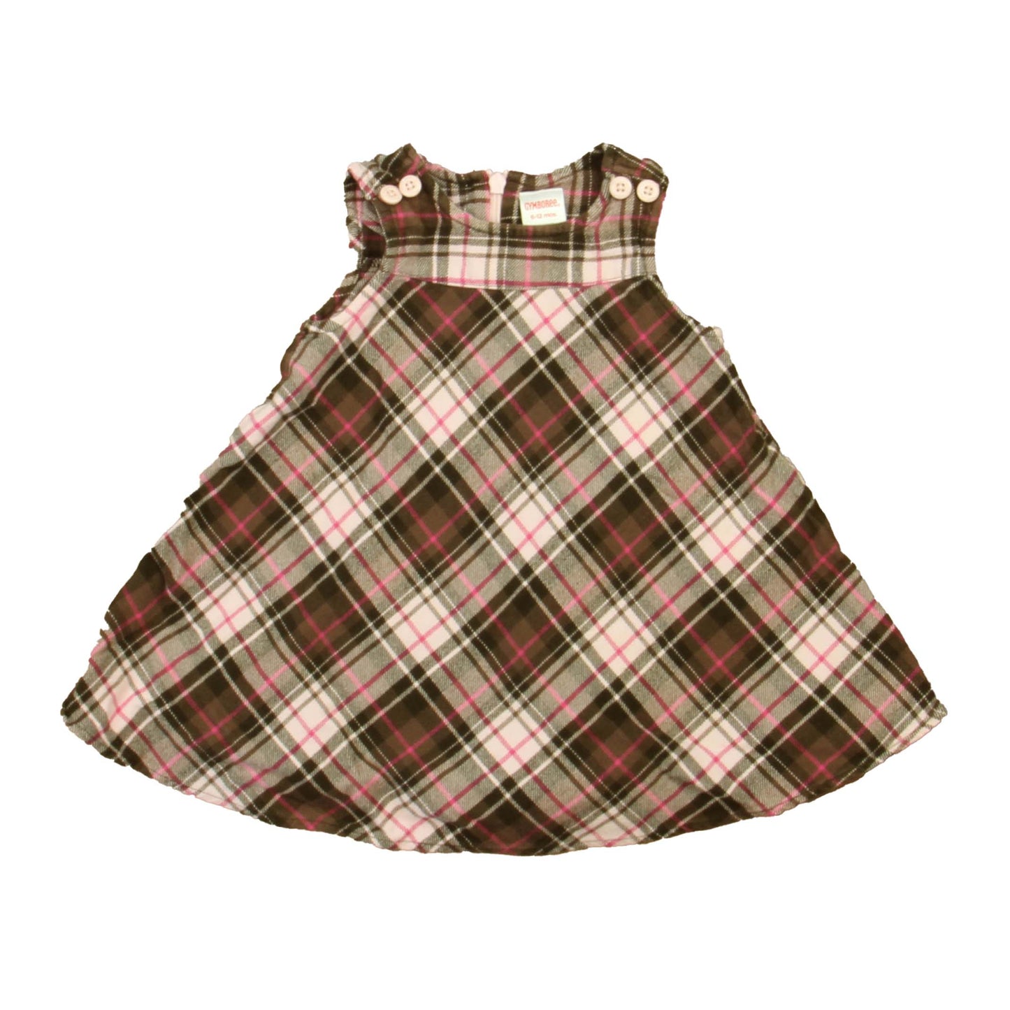 Gymboree Girls Brown | Pink Plaid Jumper Size: 6-12 Months Brown | Pink Plaid