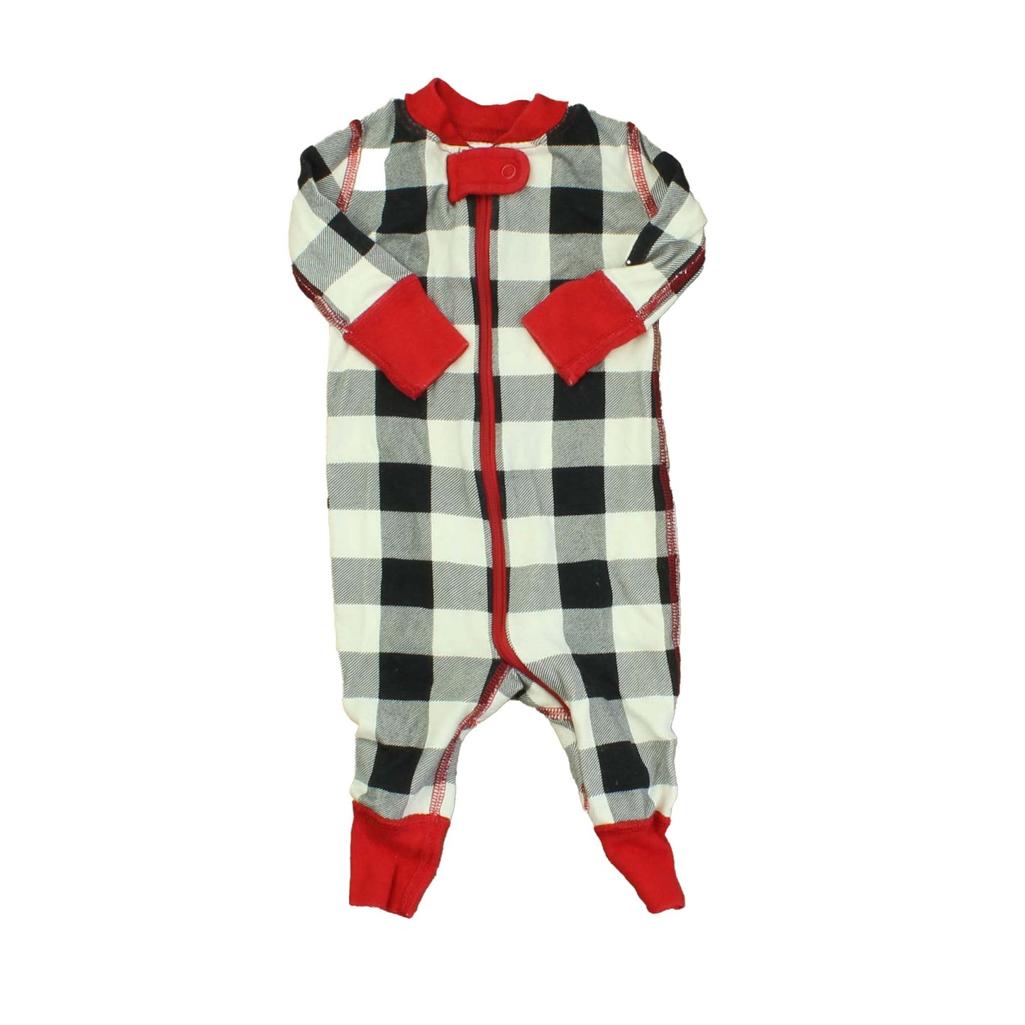 Hanna Anderson Girls Black | White | Checks | Red 1-piece Non-footed Pajamas Size: 0-3 Months Black | White | Checks | Red