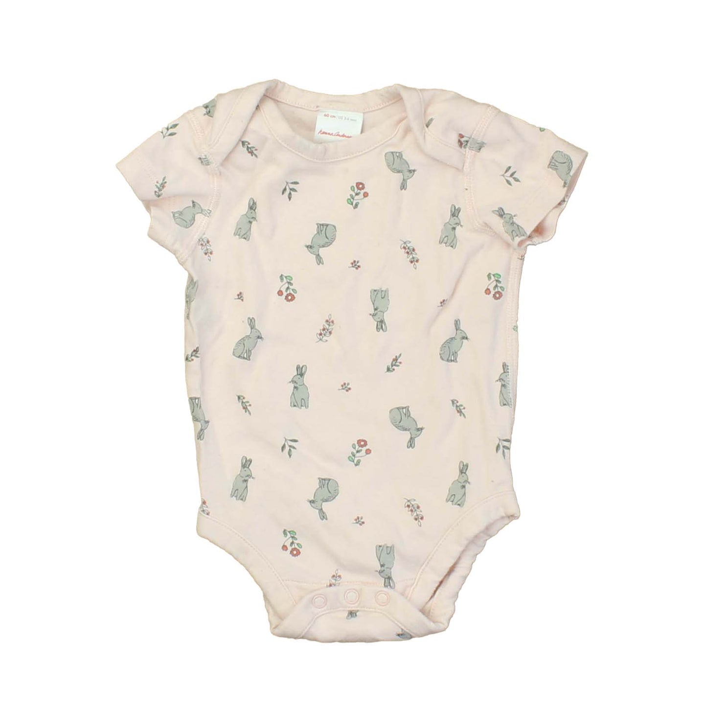 Hanna Anderson Girls Pink | Grey | Bunnies Onesie Size: 3-6 Months Pink | Grey | Bunnies
